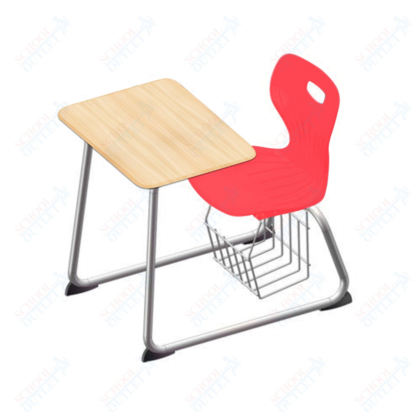 USA Capitol Euroflex 16" Seat Height Sled Combo Desks with Book Basket and HPL Top (USC-3016HPCL)