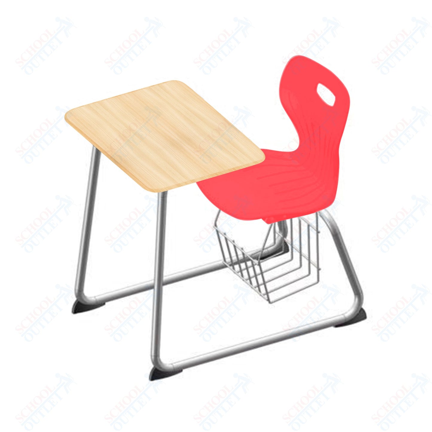USA Capitol Euroflex 16" Seat Height Sled Combo Desks with Book Basket and HPL Top (USC-3016HPCL)