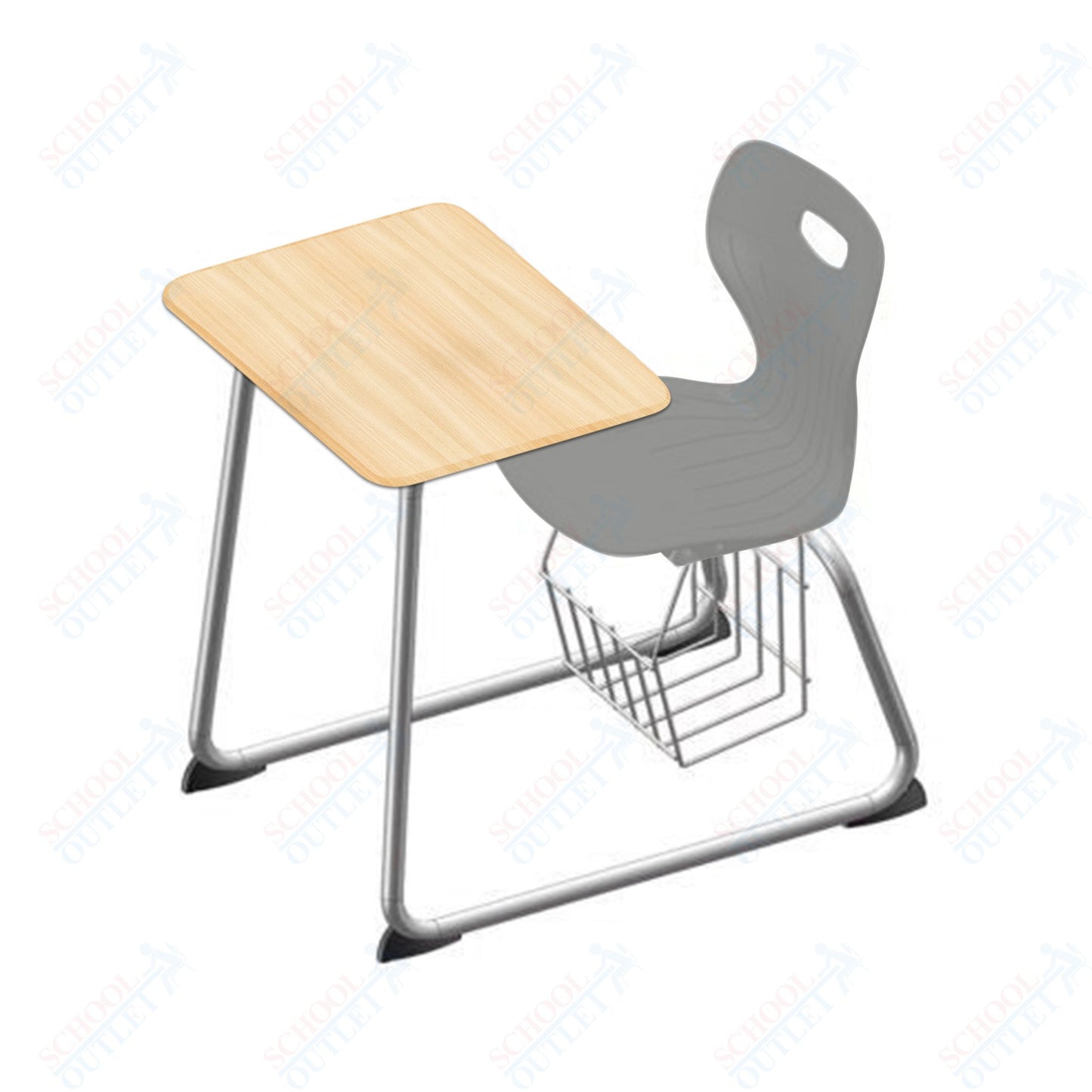 USA Capitol Euroflex 16" Seat Height Sled Combo Desks with Book Basket and HPL Top (USC-3016HPCL)