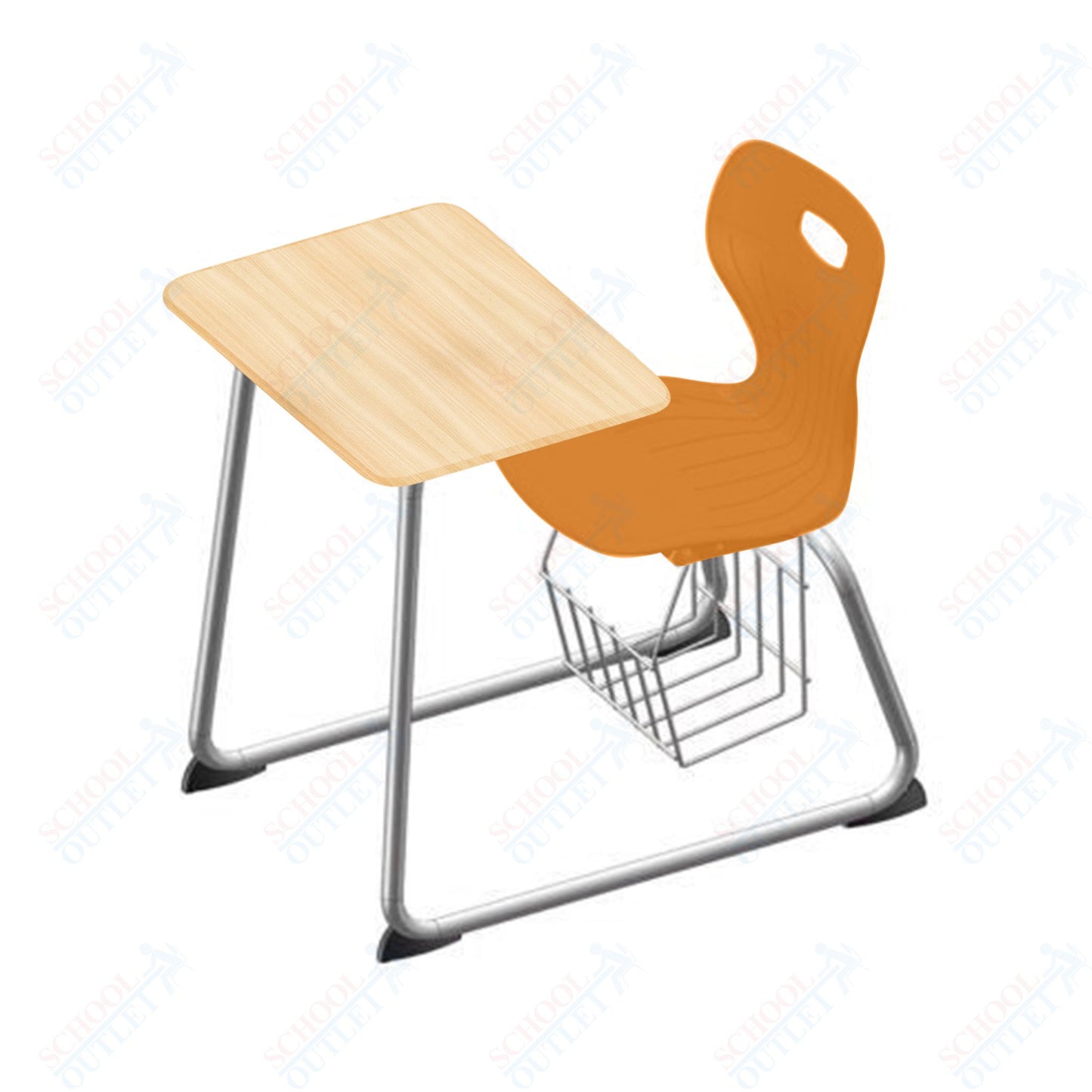USA Capitol Euroflex 16" Seat Height Sled Combo Desks with Book Basket and HPL Top (USC-3016HPCL)
