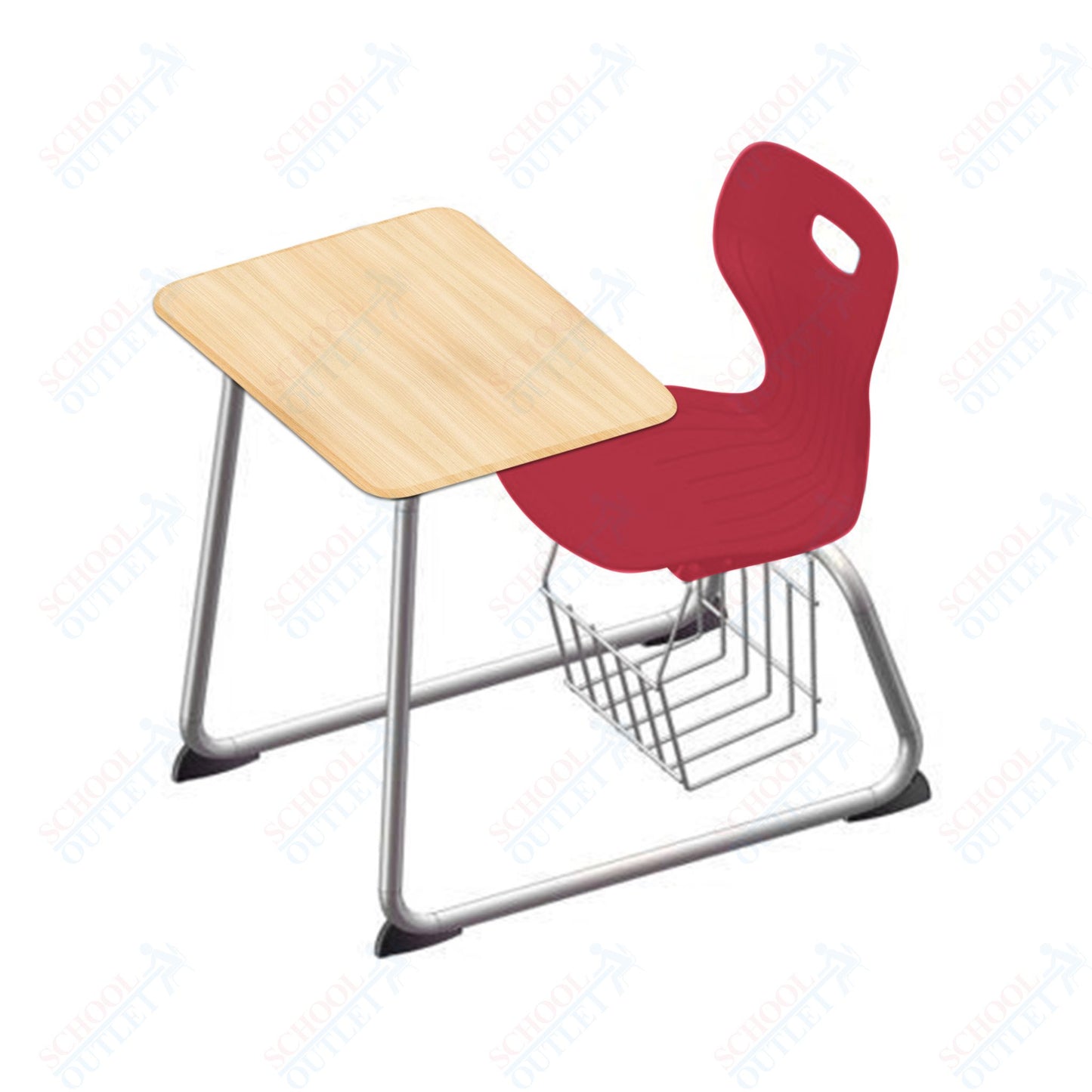 USA Capitol Euroflex 16" Seat Height Sled Combo Desks with Book Basket and HPL Top (USC-3016HPCL)