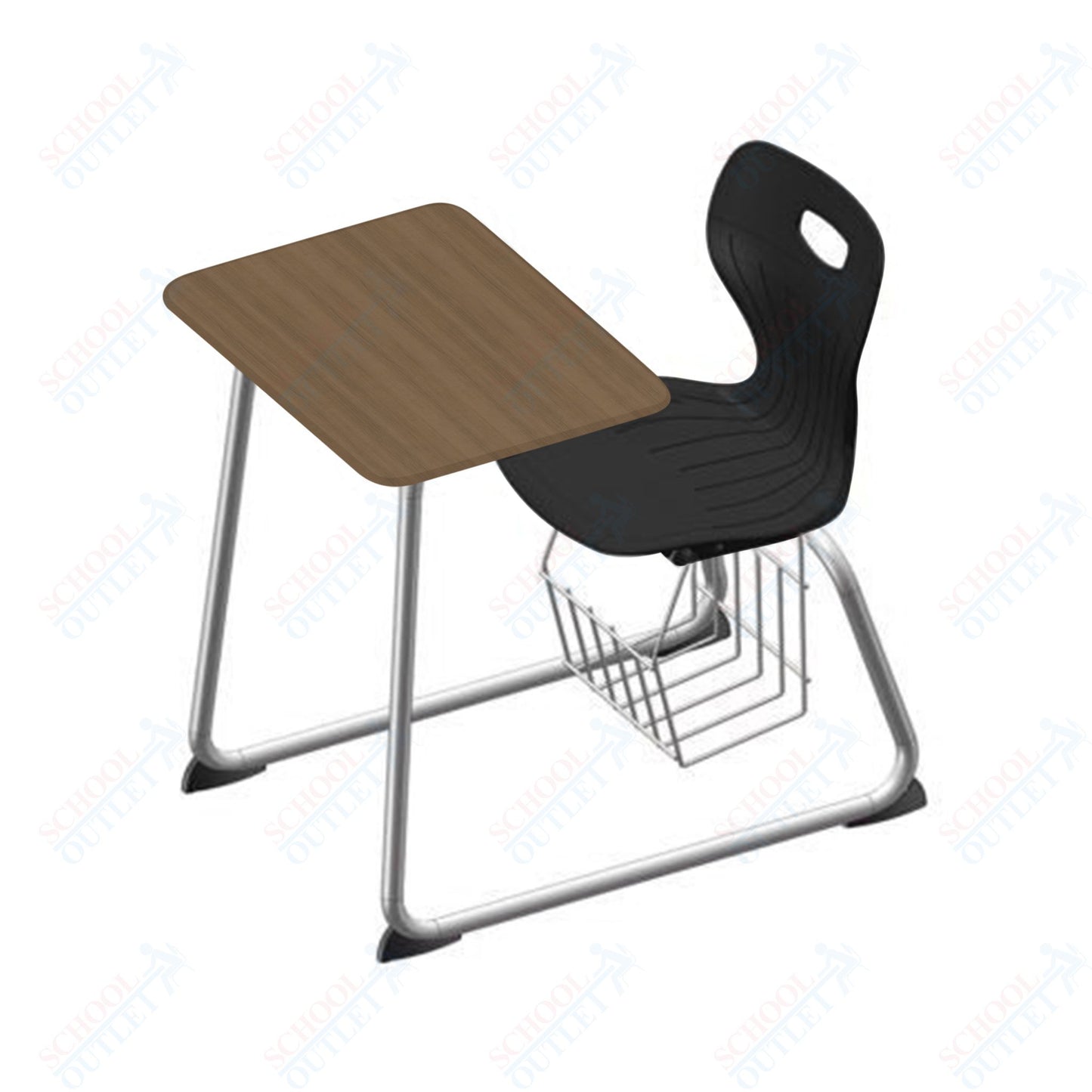 USA Capitol Euroflex 16" Seat Height Sled Combo Desks with Book Basket and HPL Top (USC-3016HPCL)