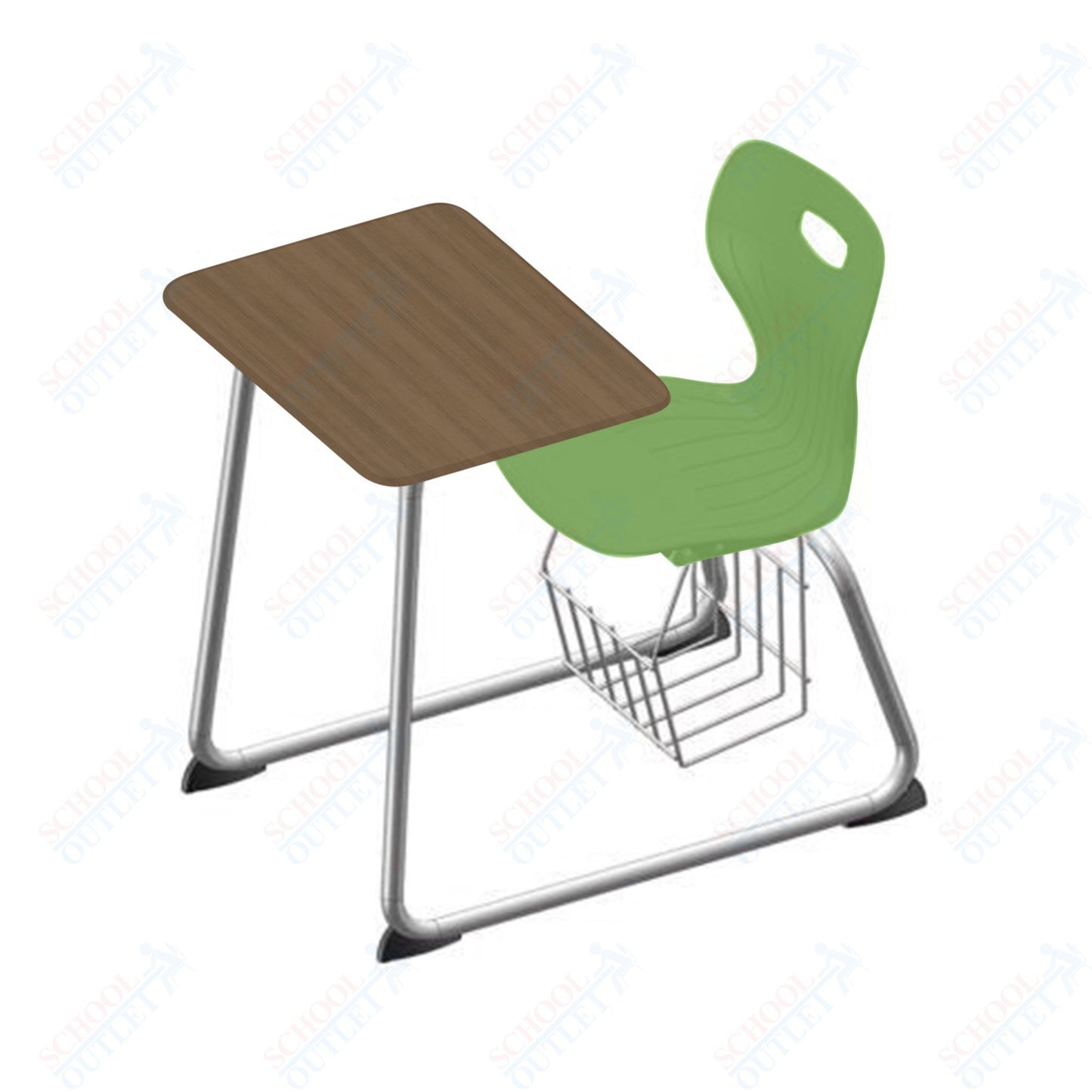USA Capitol Euroflex 16" Seat Height Sled Combo Desks with Book Basket and HPL Top (USC-3016HPCL)