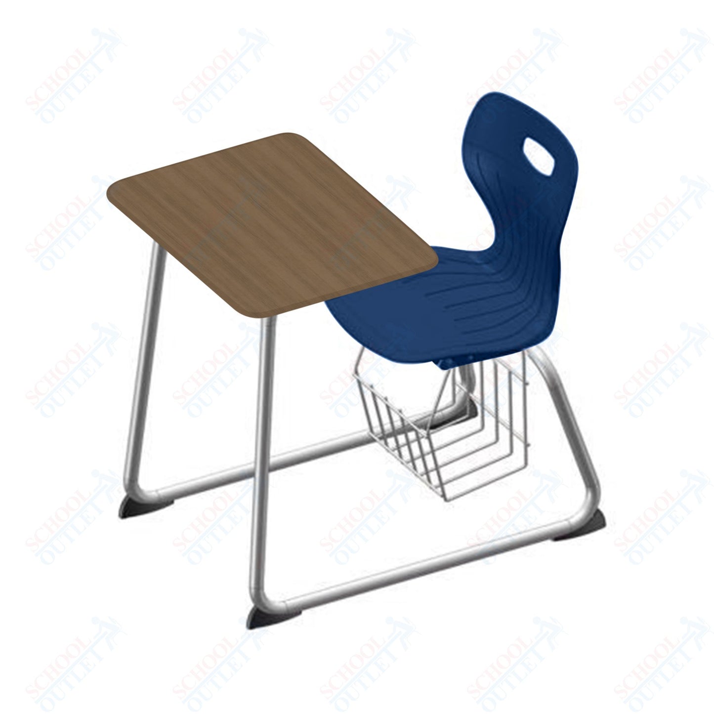 USA Capitol Euroflex 16" Seat Height Sled Combo Desks with Book Basket and HPL Top (USC-3016HPCL)
