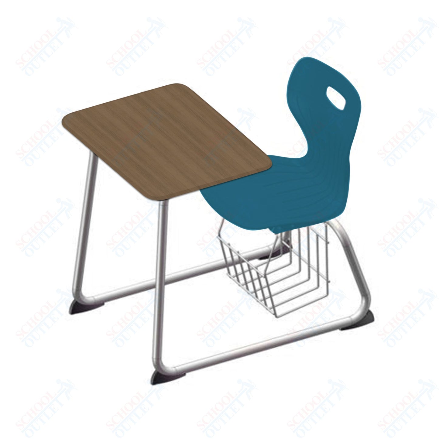 USA Capitol Euroflex 16" Seat Height Sled Combo Desks with Book Basket and HPL Top (USC-3016HPCL)