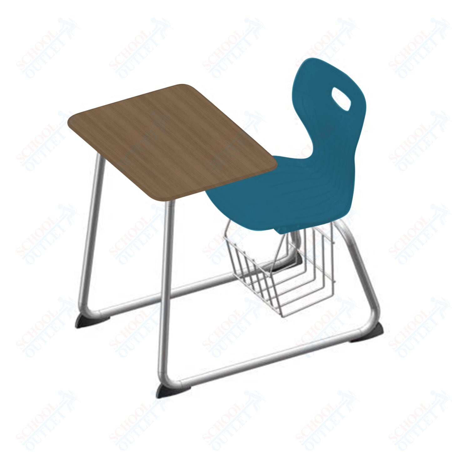 USA Capitol Euroflex 16" Seat Height Sled Combo Desks with Book Basket and HPL Top (USC-3016HPCL)