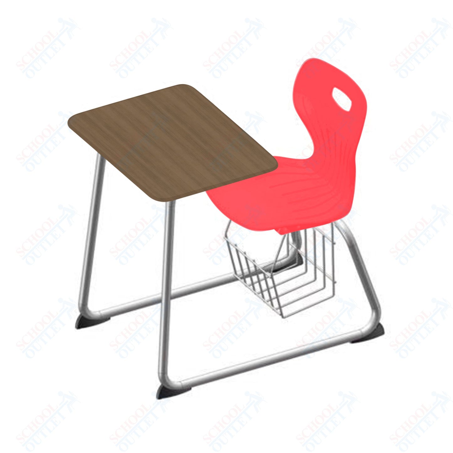 USA Capitol Euroflex 16" Seat Height Sled Combo Desks with Book Basket and HPL Top (USC-3016HPCL)
