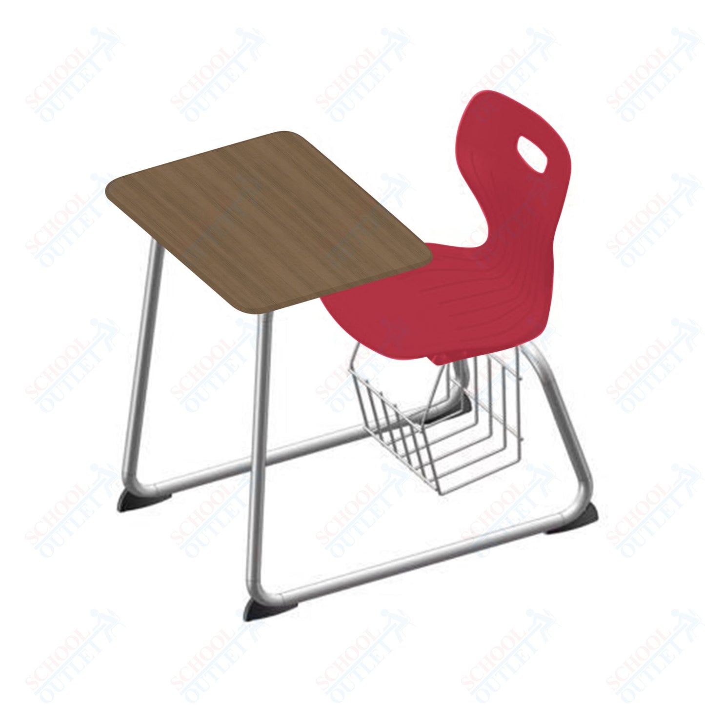 USA Capitol Euroflex 16" Seat Height Sled Combo Desks with Book Basket and HPL Top (USC-3016HPCL)