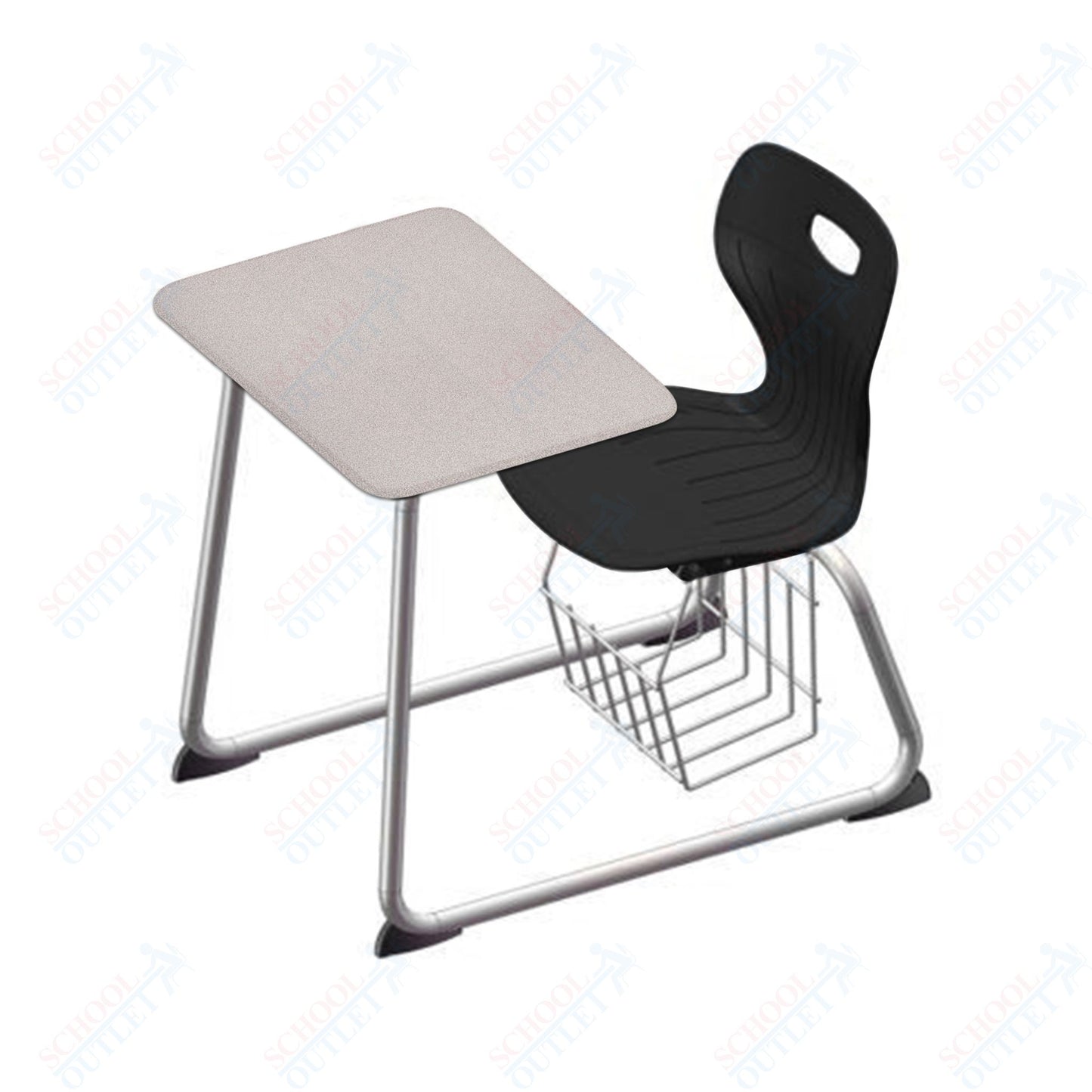 USA Capitol Euroflex 16" Seat Height Sled Combo Desks with Book Basket and HPL Top (USC-3016HPCL)