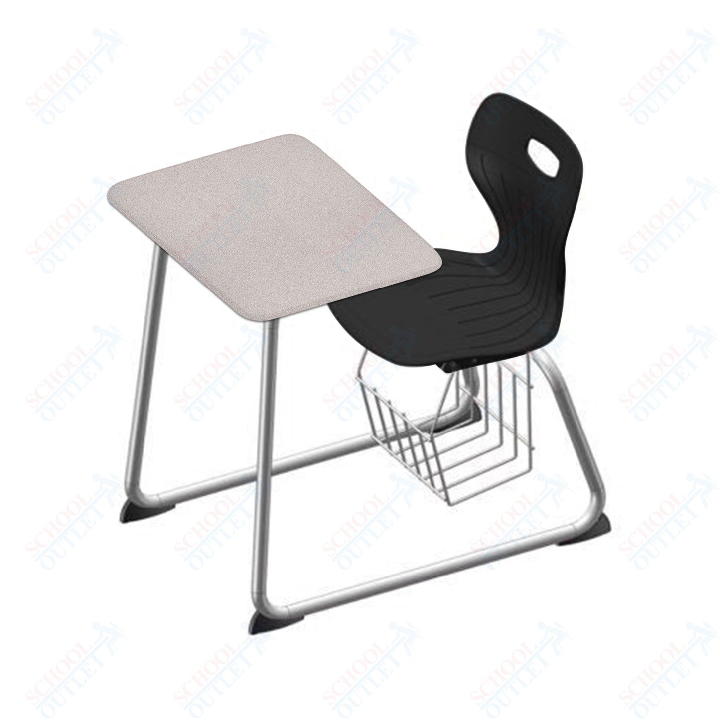 USA Capitol Euroflex 16" Seat Height Sled Combo Desks with Book Basket and HPL Top (USC-3016HPCL)