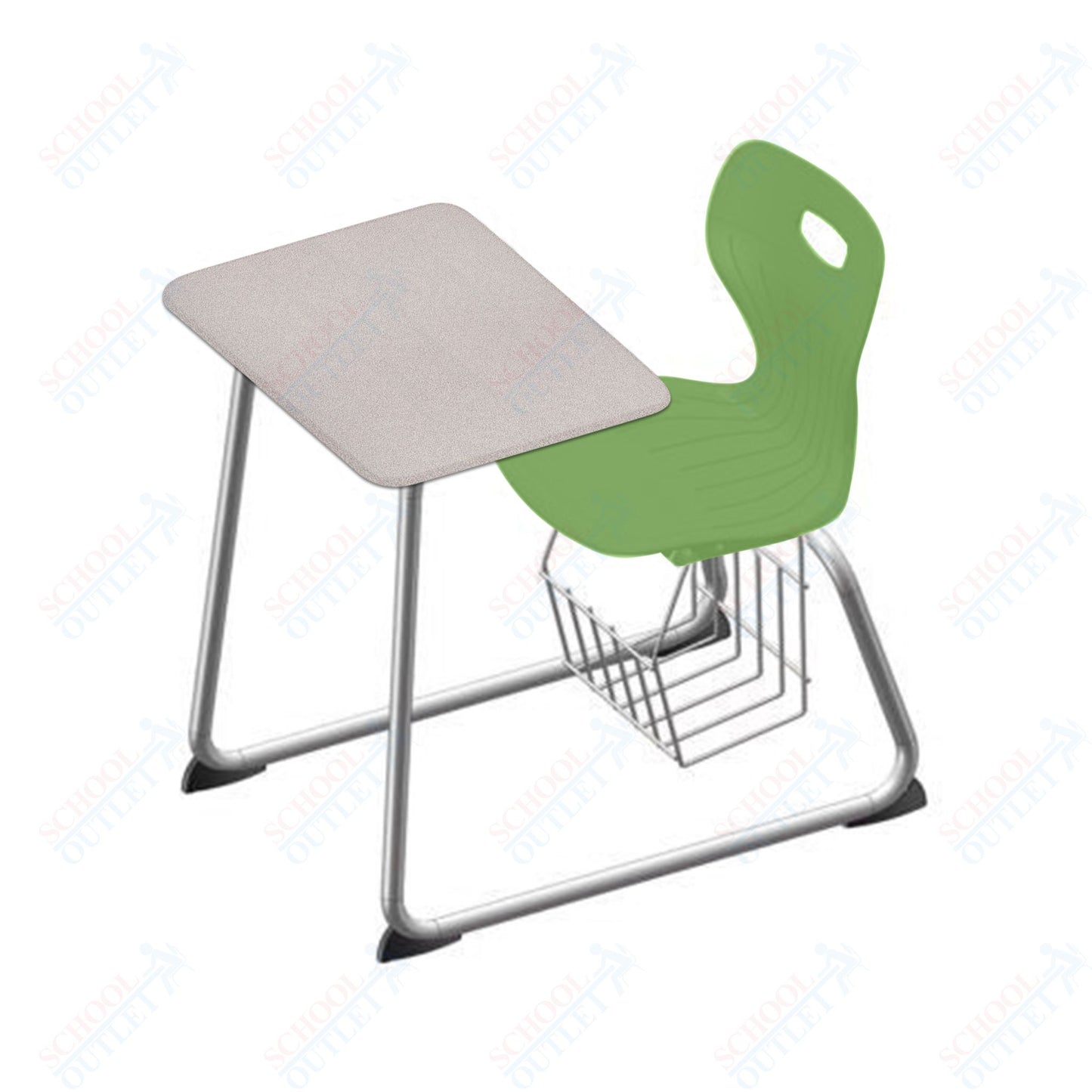 USA Capitol Euroflex 16" Seat Height Sled Combo Desks with Book Basket and HPL Top (USC-3016HPCL)