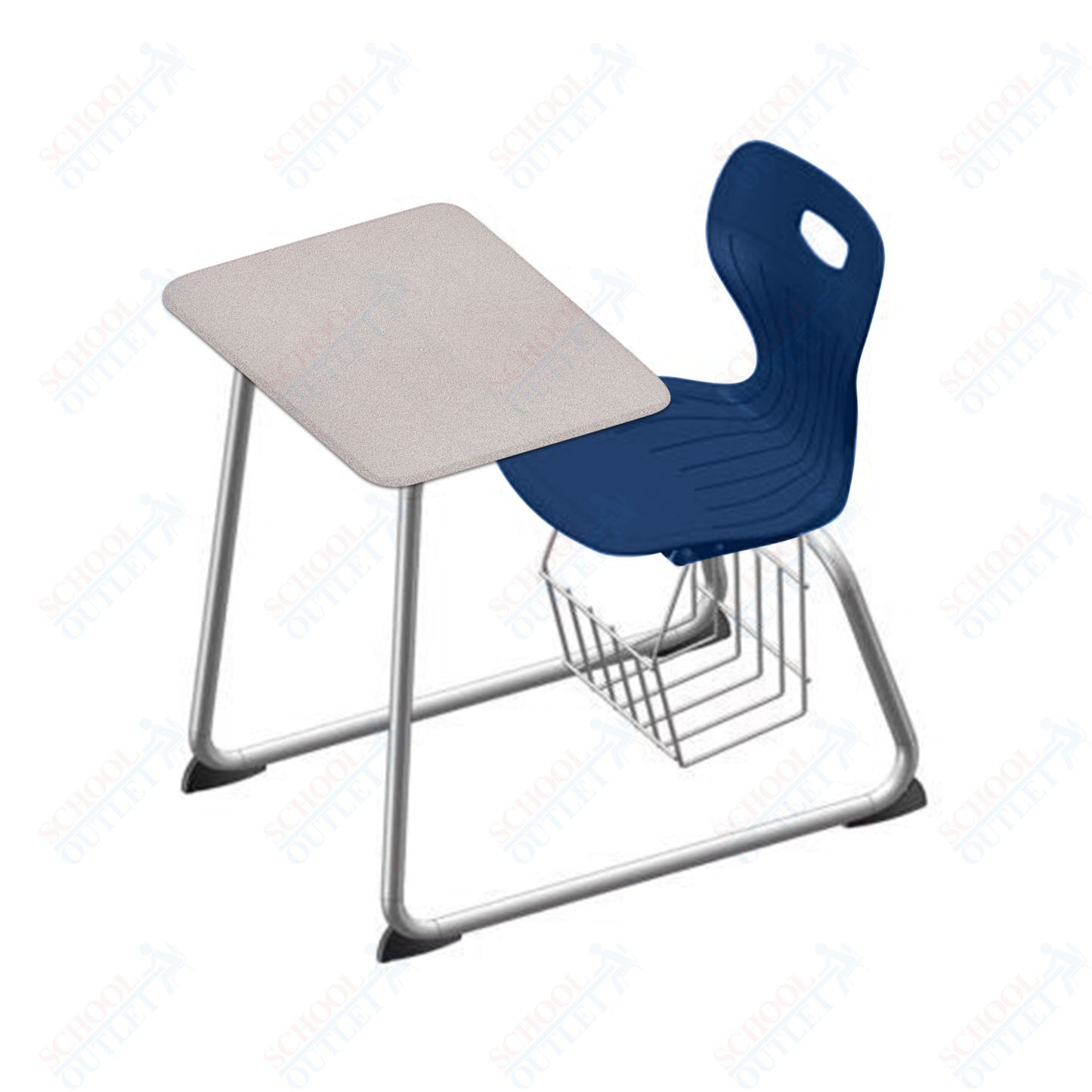 USA Capitol Euroflex 16" Seat Height Sled Combo Desks with Book Basket and HPL Top (USC-3016HPCL)