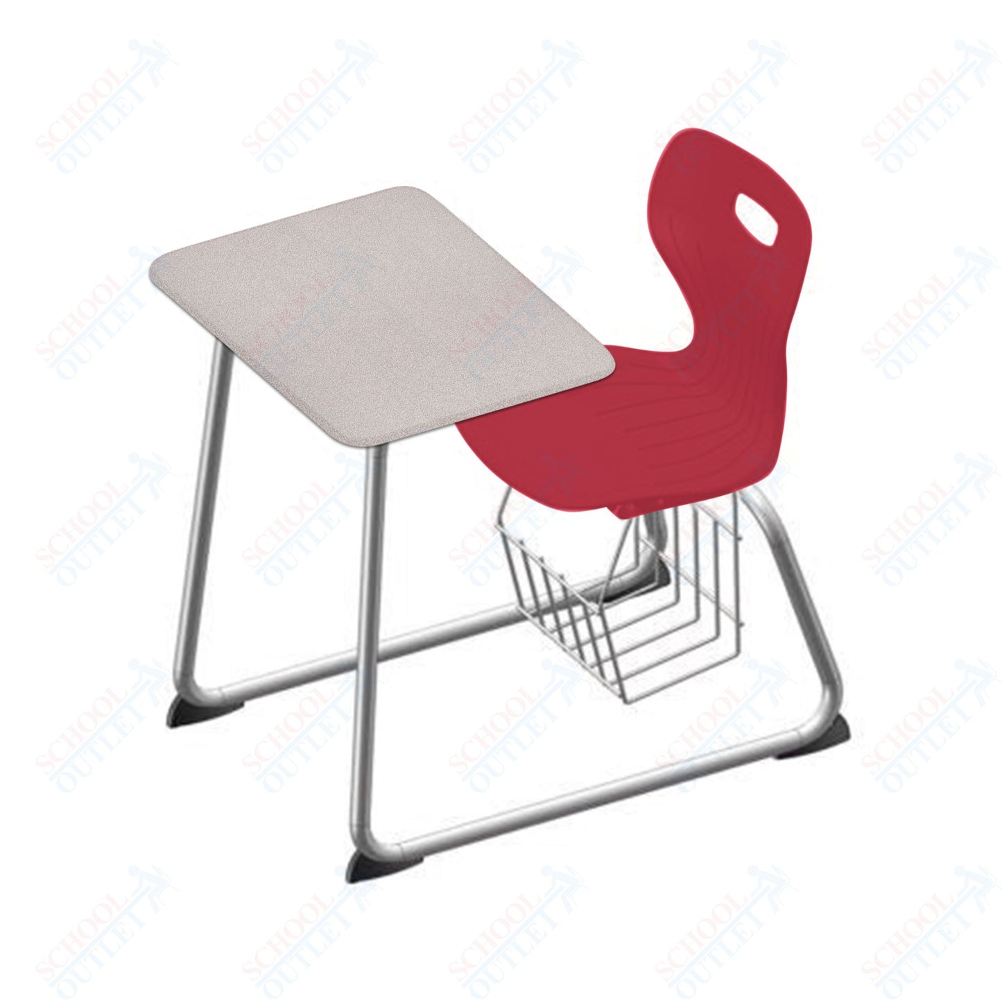 USA Capitol Euroflex 16" Seat Height Sled Combo Desks with Book Basket and HPL Top (USC-3016HPCL)
