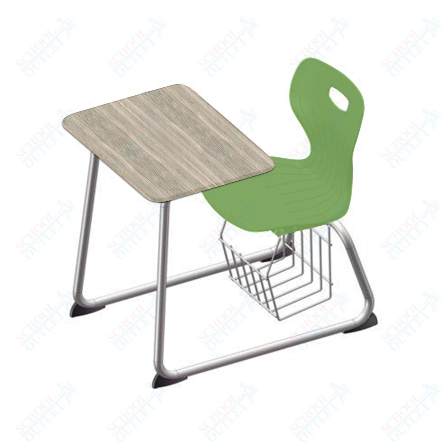 USA Capitol Euroflex 16" Seat Height Sled Combo Desks with Book Basket and HPL Top (USC-3016HPCL)