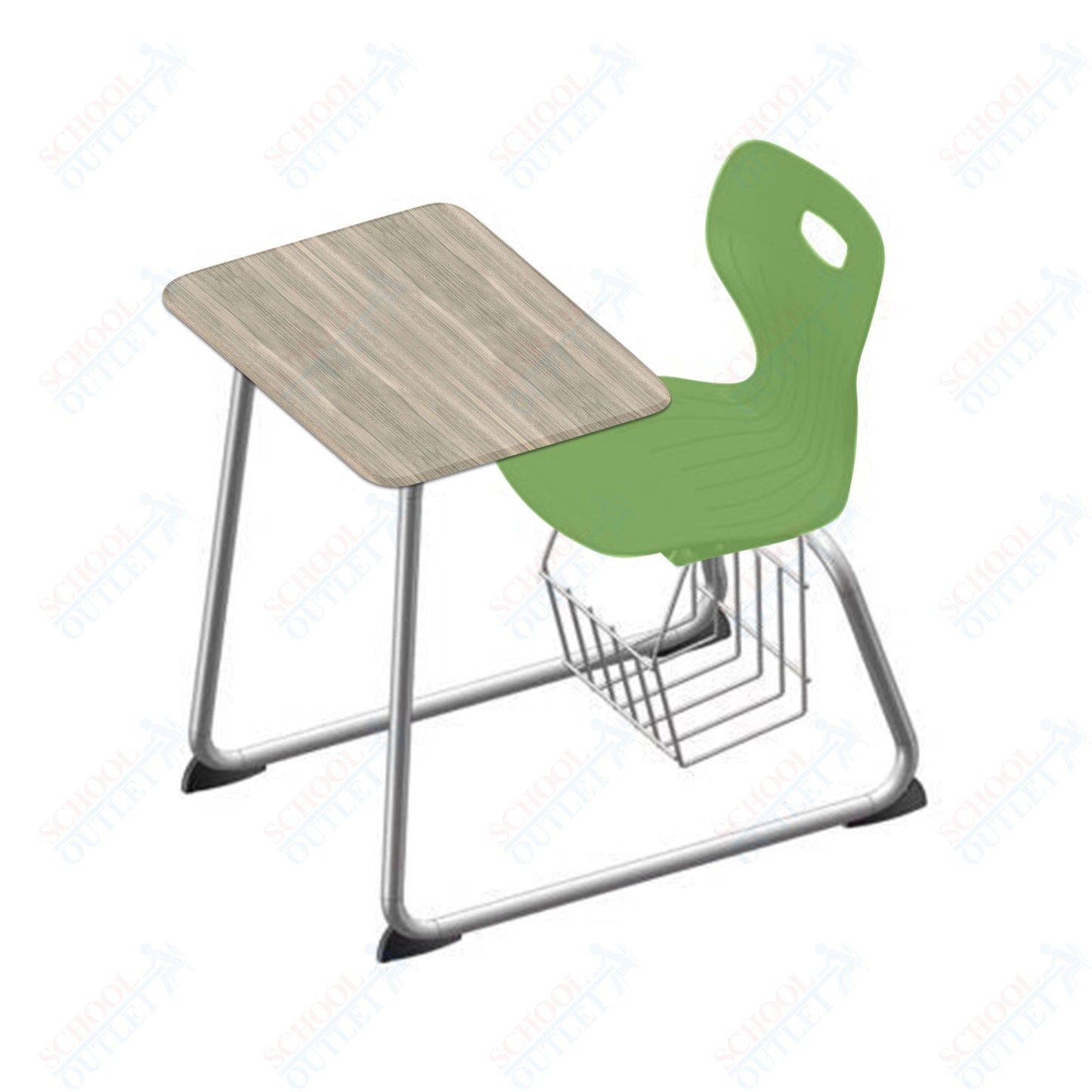 USA Capitol Euroflex 16" Seat Height Sled Combo Desks with Book Basket and HPL Top (USC-3016HPCL)