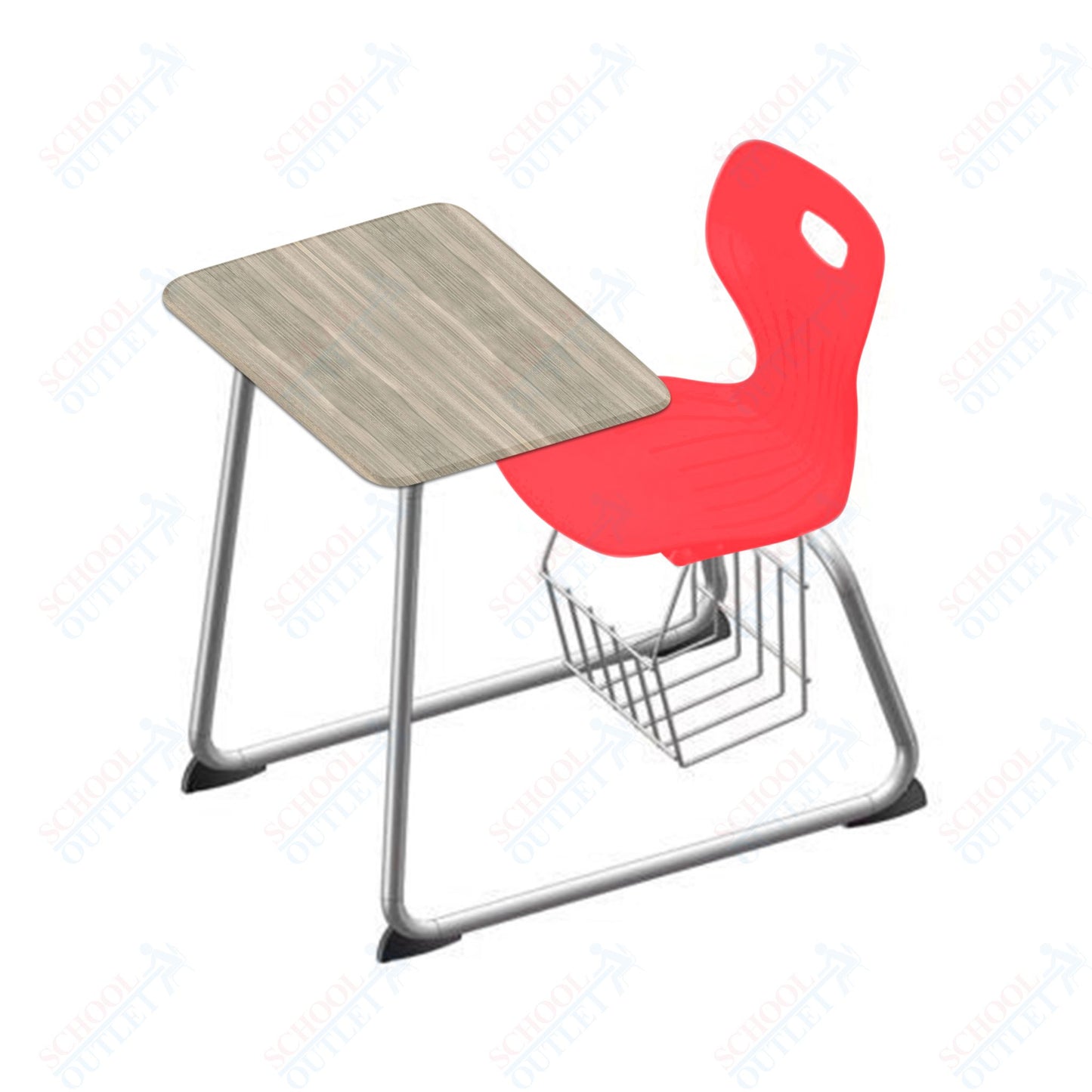 USA Capitol Euroflex 16" Seat Height Sled Combo Desks with Book Basket and HPL Top (USC-3016HPCL)