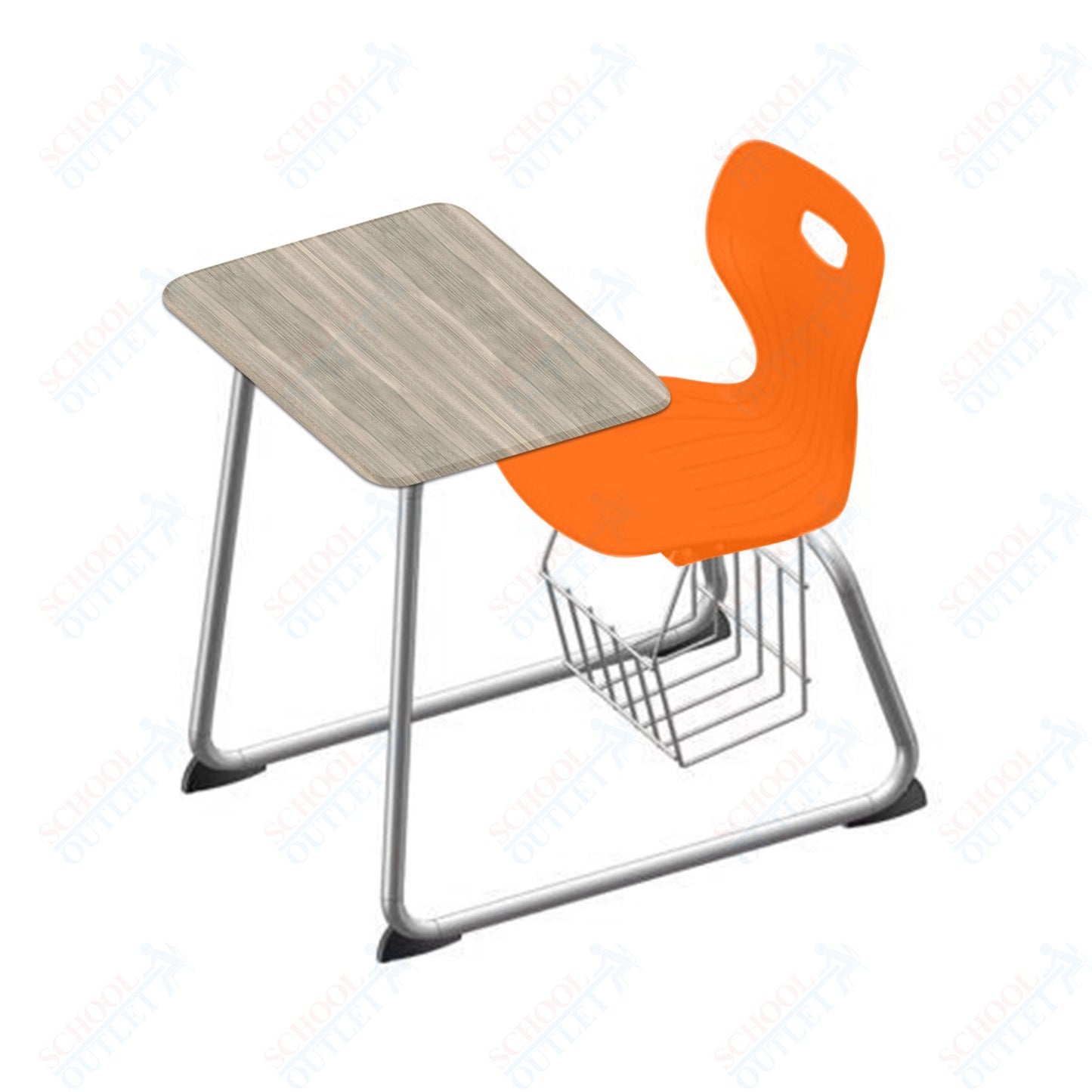USA Capitol Euroflex 16" Seat Height Sled Combo Desks with Book Basket and HPL Top (USC-3016HPCL)