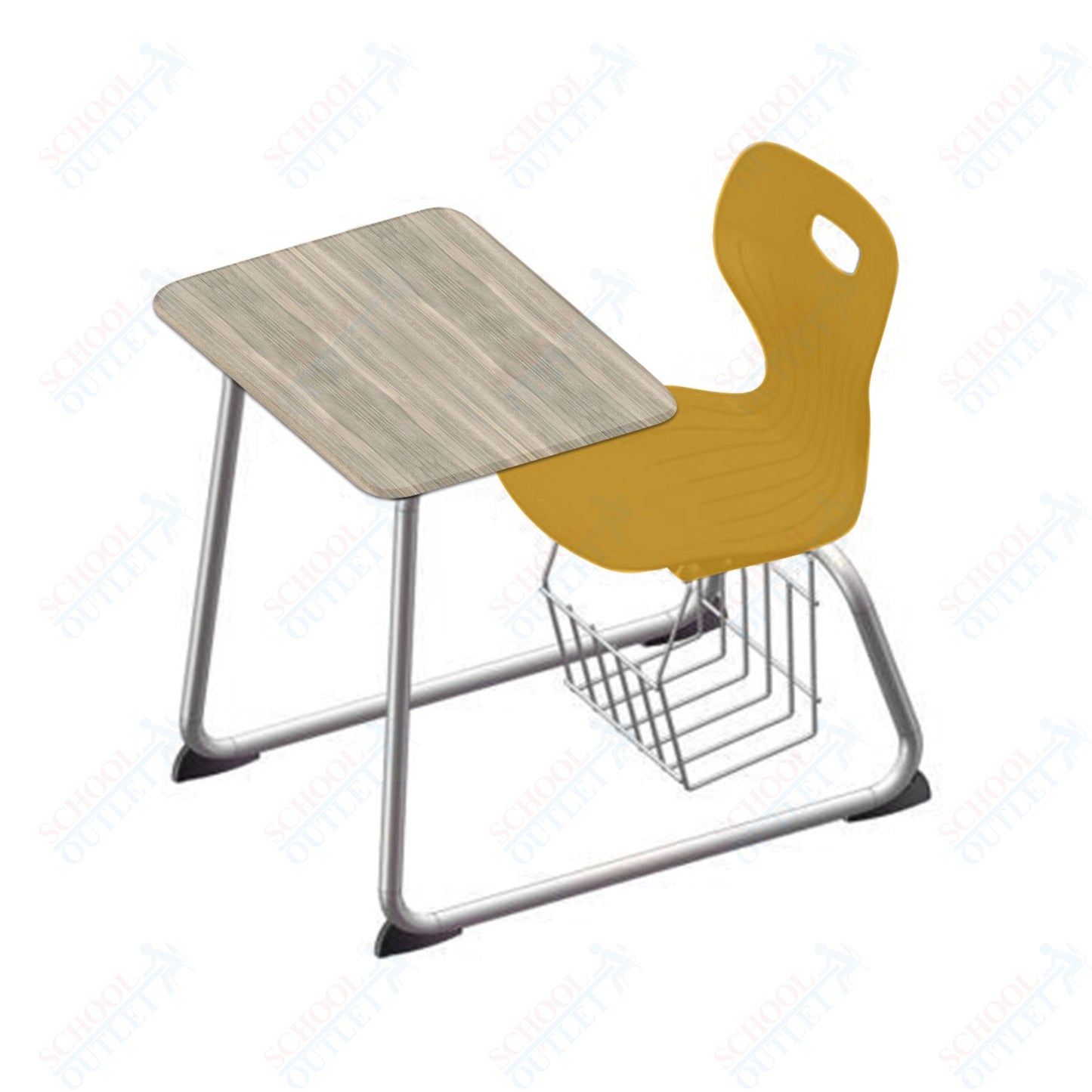 USA Capitol Euroflex 16" Seat Height Sled Combo Desks with Book Basket and HPL Top (USC-3016HPCL)