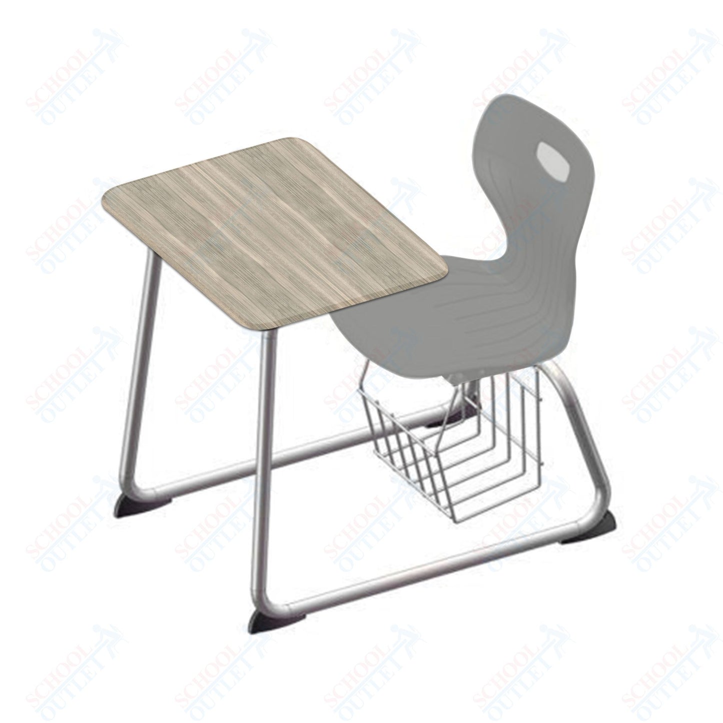 USA Capitol Euroflex 16" Seat Height Sled Combo Desks with Book Basket and HPL Top (USC-3016HPCL)