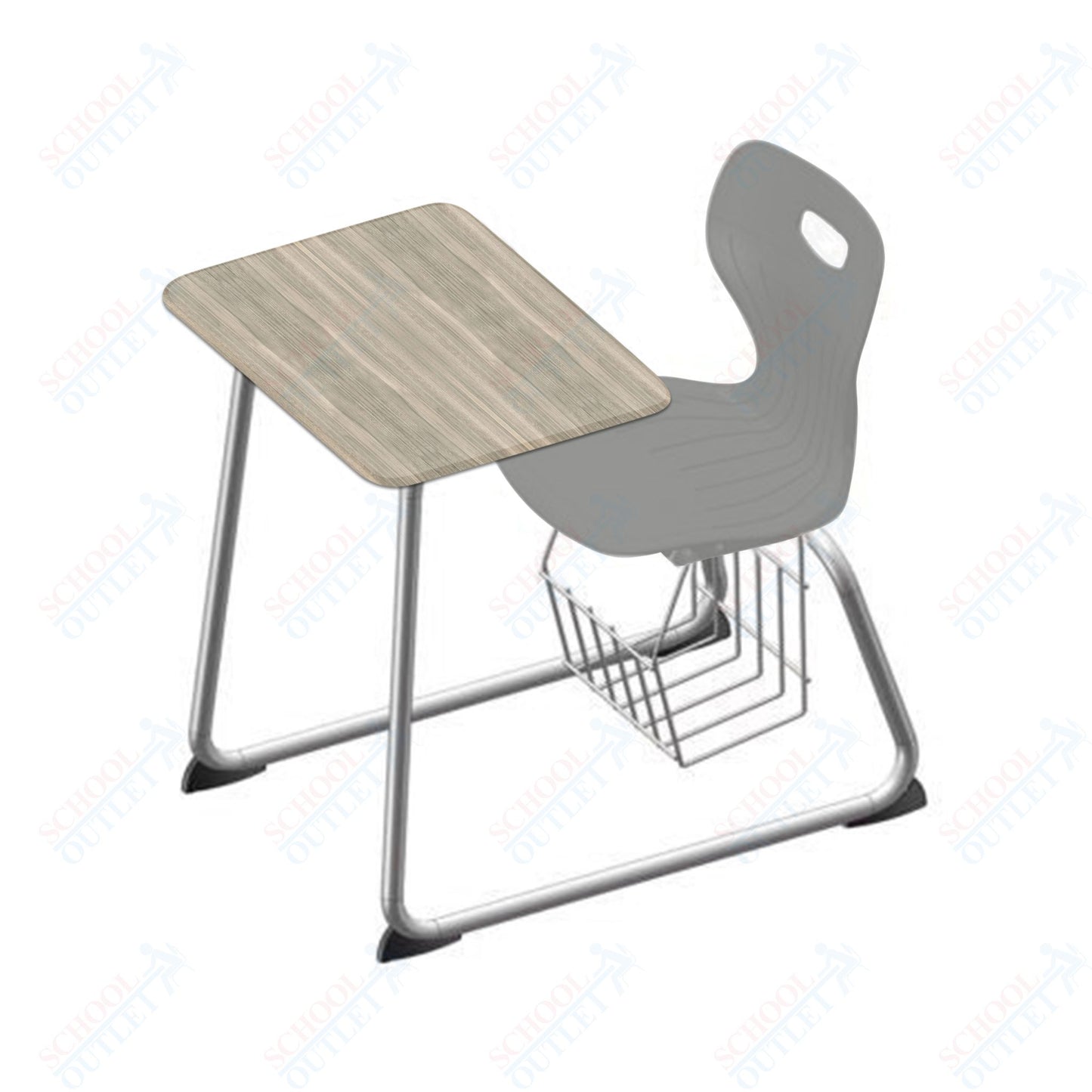 USA Capitol Euroflex 16" Seat Height Sled Combo Desks with Book Basket and HPL Top (USC-3016HPCL)