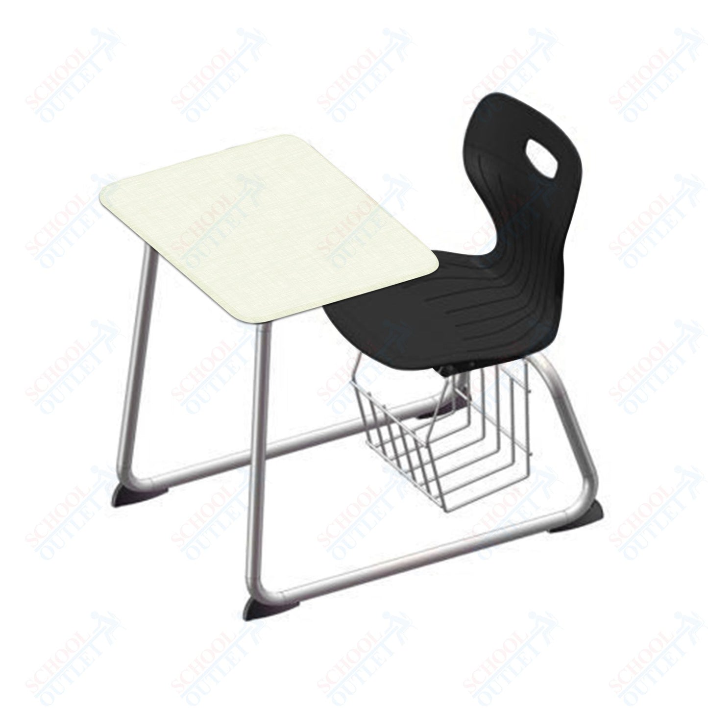 USA Capitol Euroflex 16" Seat Height Sled Combo Desks with Book Basket and HPL Top (USC-3016HPCL)
