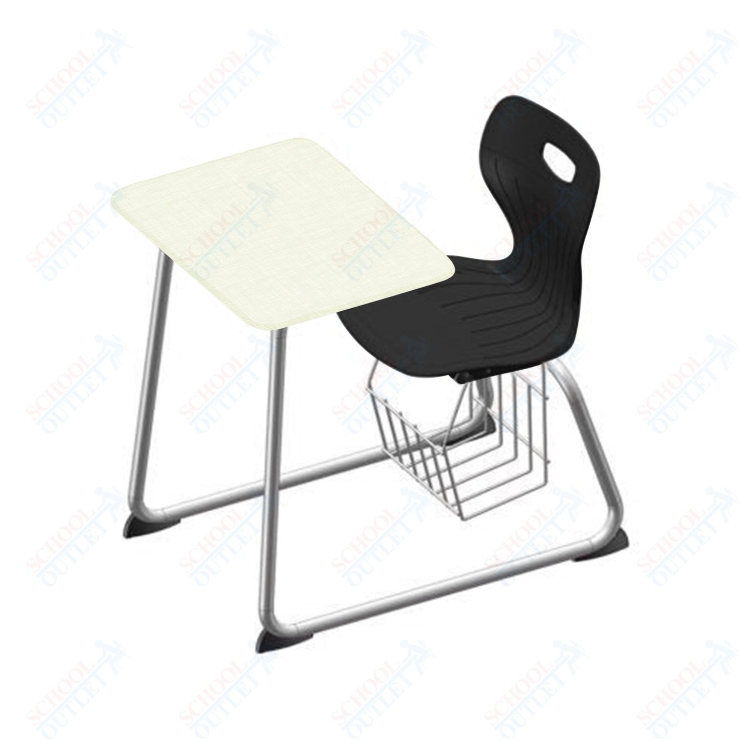 USA Capitol Euroflex 16" Seat Height Sled Combo Desks with Book Basket and HPL Top (USC-3016HPCL)