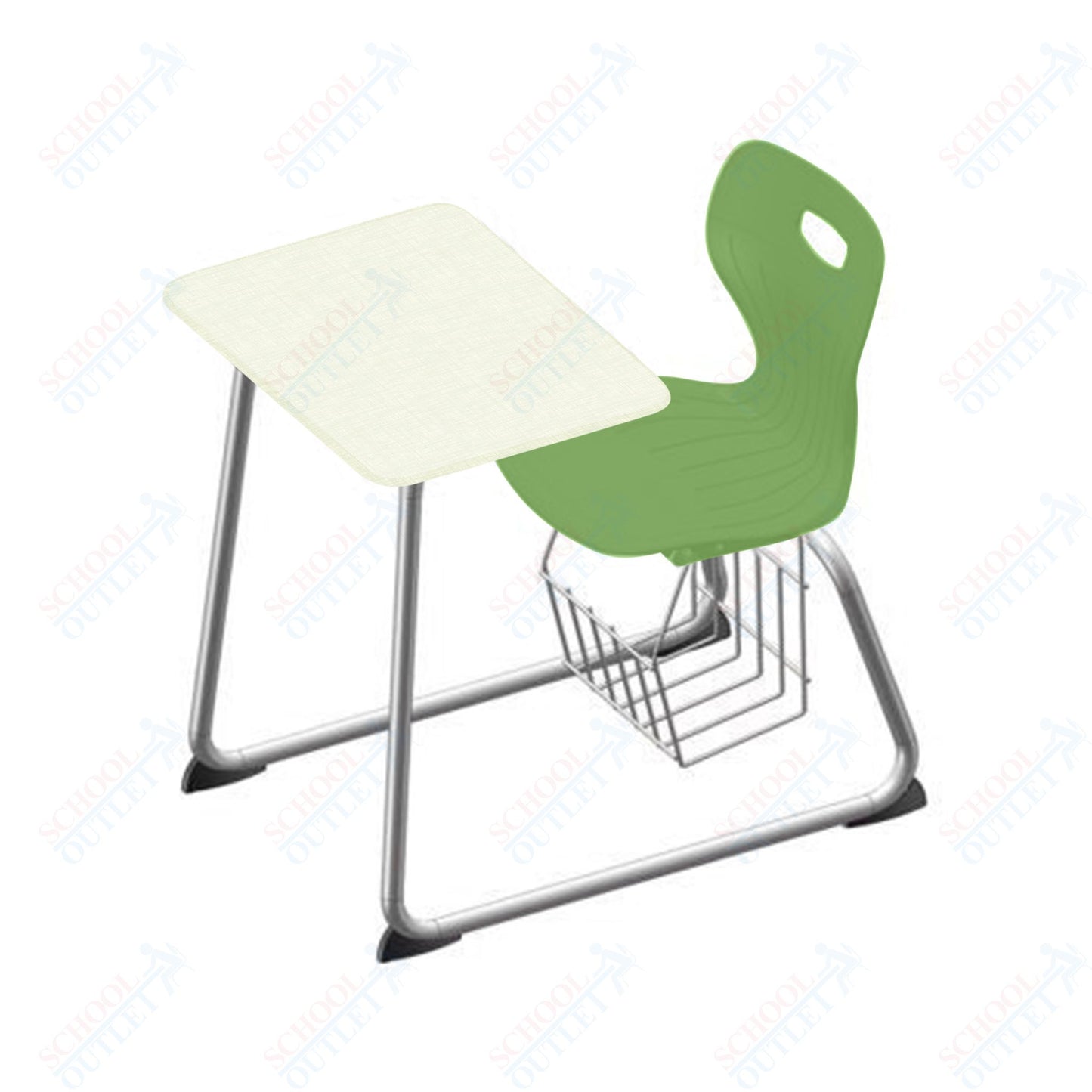 USA Capitol Euroflex 16" Seat Height Sled Combo Desks with Book Basket and HPL Top (USC-3016HPCL)