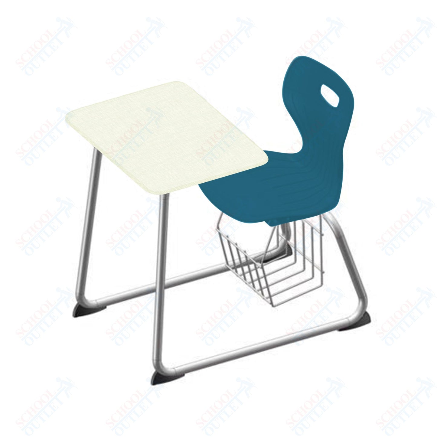 USA Capitol Euroflex 16" Seat Height Sled Combo Desks with Book Basket and HPL Top (USC-3016HPCL)
