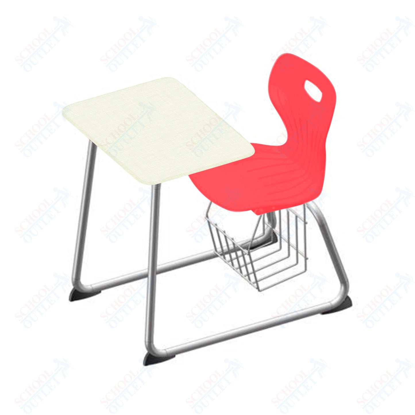 USA Capitol Euroflex 16" Seat Height Sled Combo Desks with Book Basket and HPL Top (USC-3016HPCL)