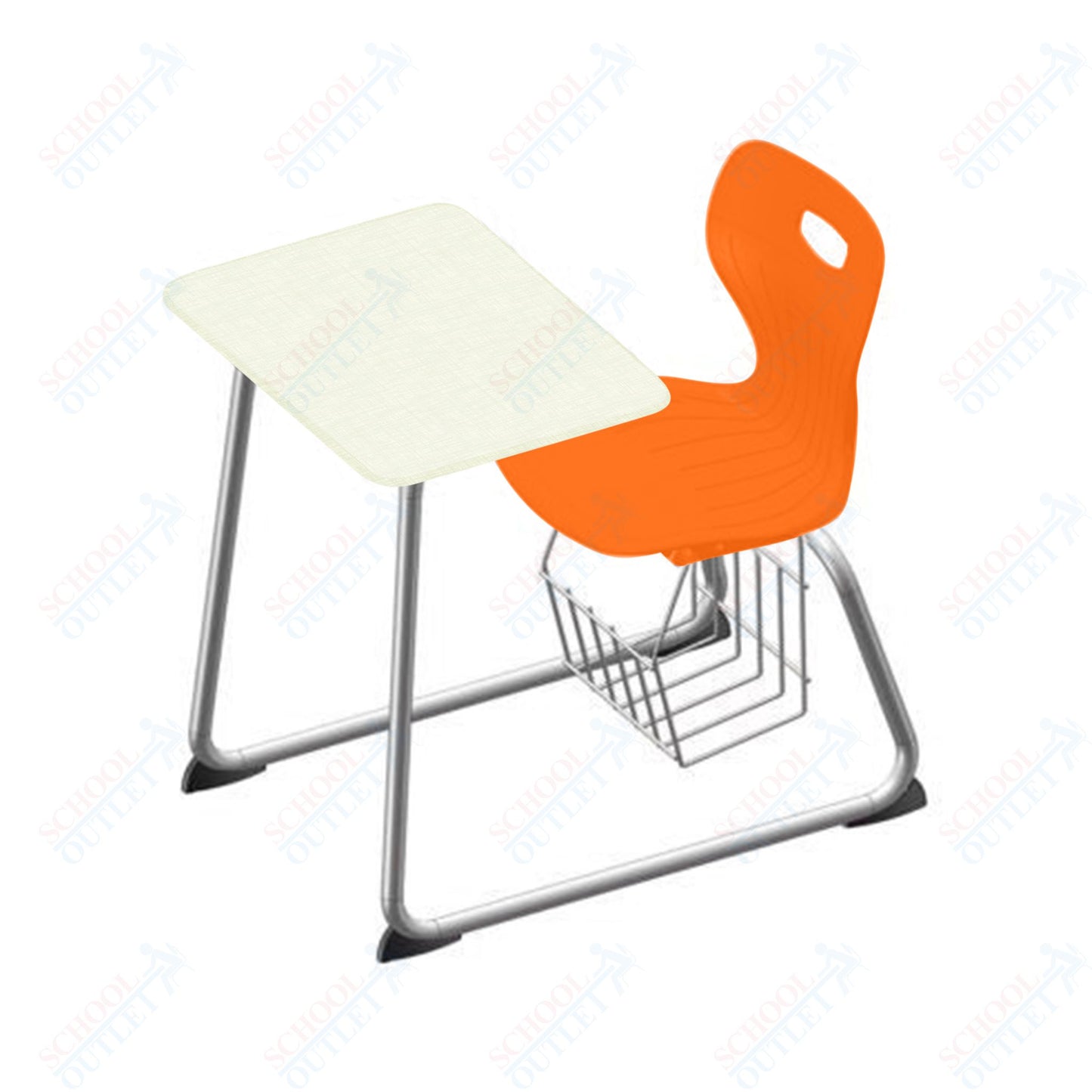 USA Capitol Euroflex 16" Seat Height Sled Combo Desks with Book Basket and HPL Top (USC-3016HPCL)
