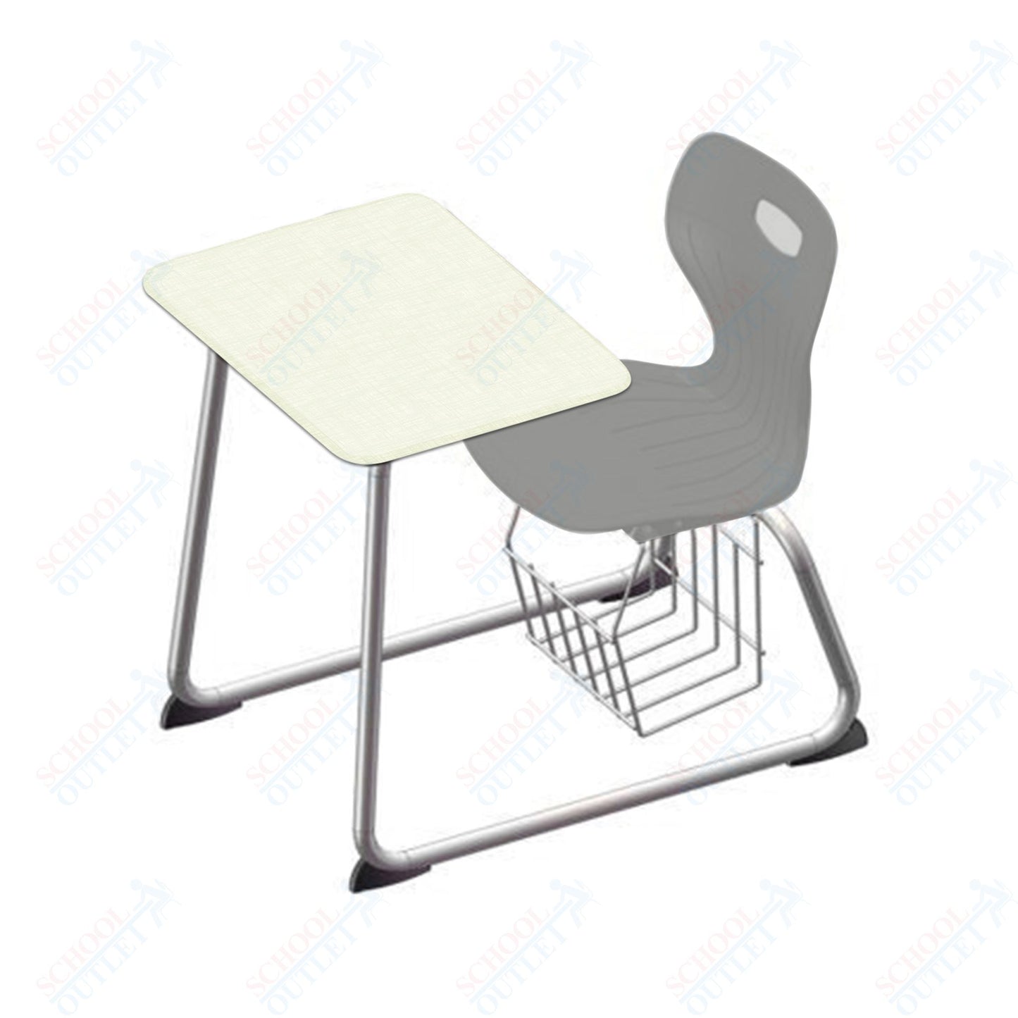 USA Capitol Euroflex 16" Seat Height Sled Combo Desks with Book Basket and HPL Top (USC-3016HPCL)