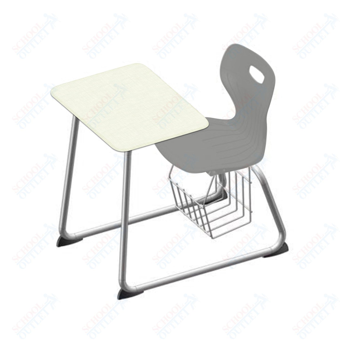 USA Capitol Euroflex 16" Seat Height Sled Combo Desks with Book Basket and HPL Top (USC-3016HPCL)