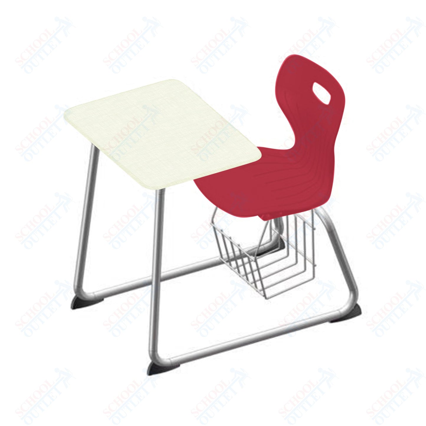 USA Capitol Euroflex 16" Seat Height Sled Combo Desks with Book Basket and HPL Top (USC-3016HPCL)