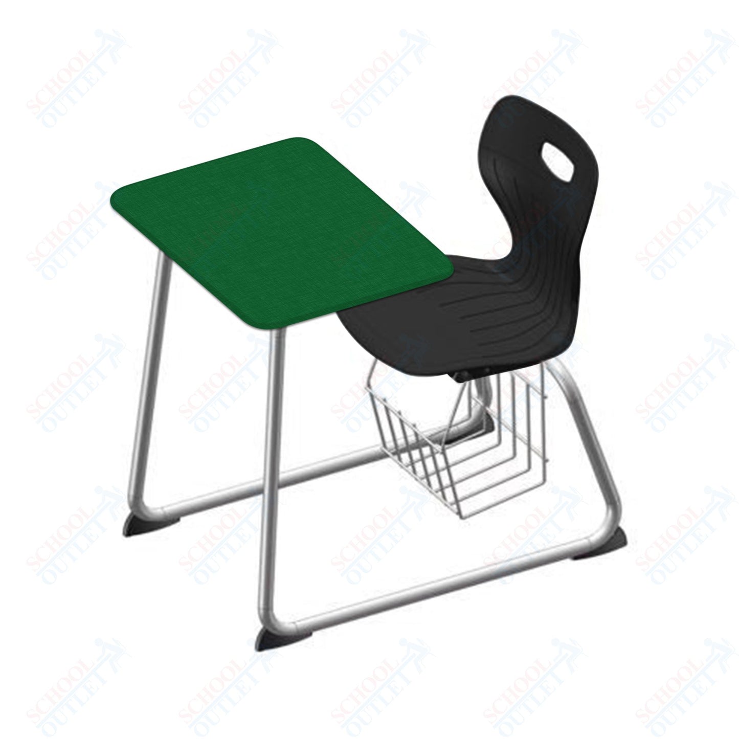 USA Capitol Euroflex 16" Seat Height Sled Combo Desks with Book Basket and HPL Top (USC-3016HPCL)