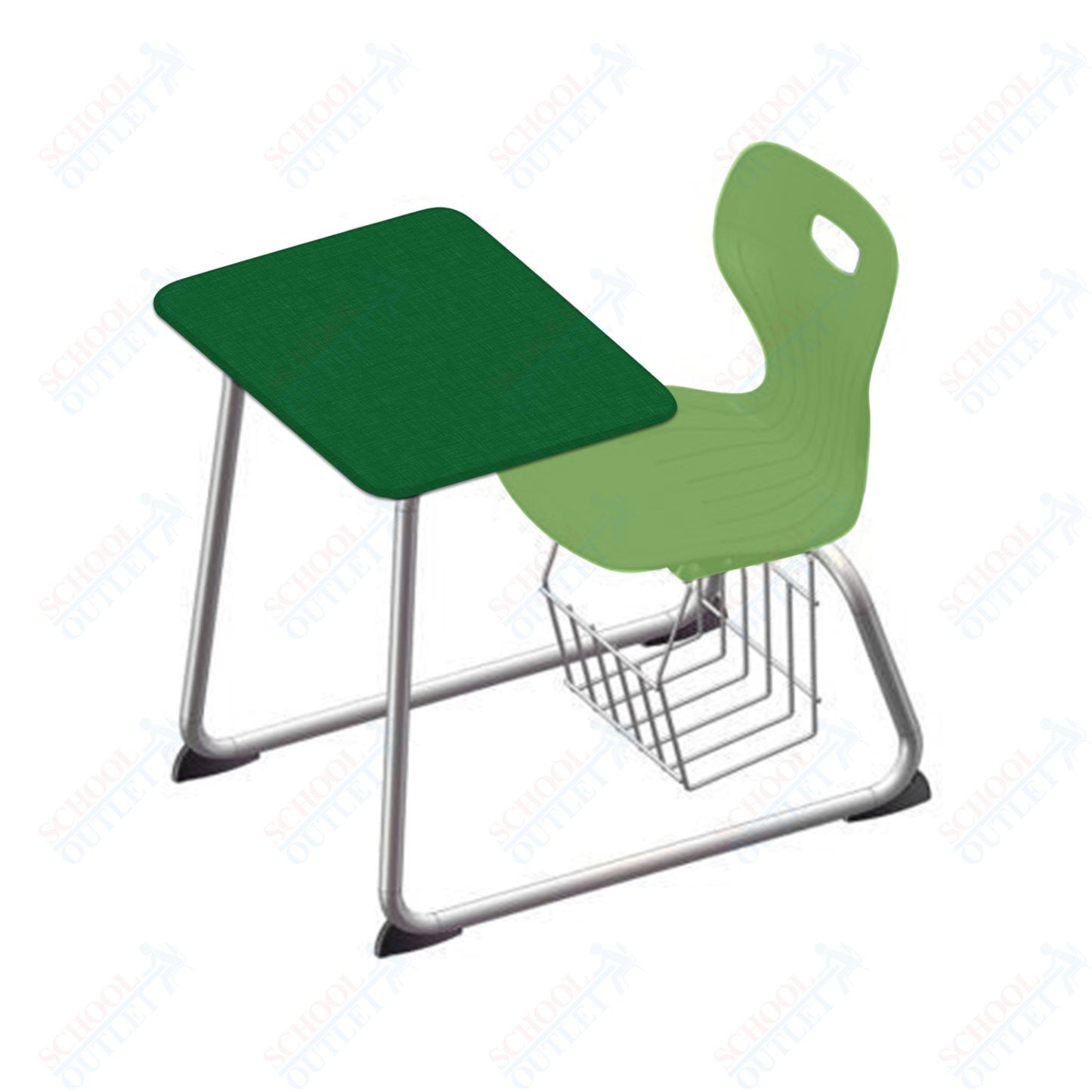 USA Capitol Euroflex 16" Seat Height Sled Combo Desks with Book Basket and HPL Top (USC-3016HPCL)