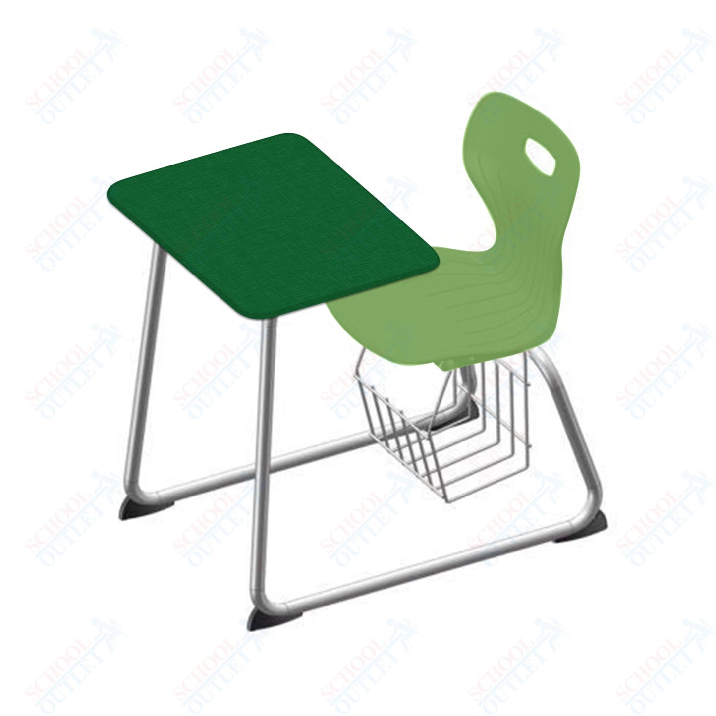 USA Capitol Euroflex 16" Seat Height Sled Combo Desks with Book Basket and HPL Top (USC-3016HPCL)