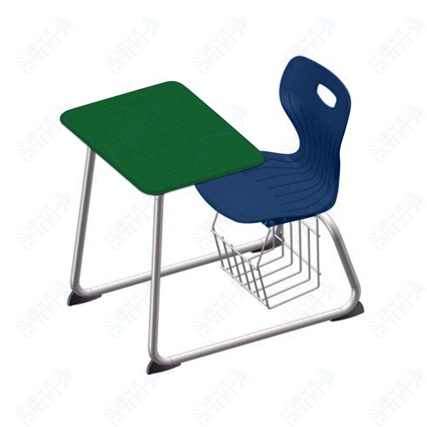 USA Capitol Euroflex 16" Seat Height Sled Combo Desks with Book Basket and HPL Top (USC-3016HPCL)