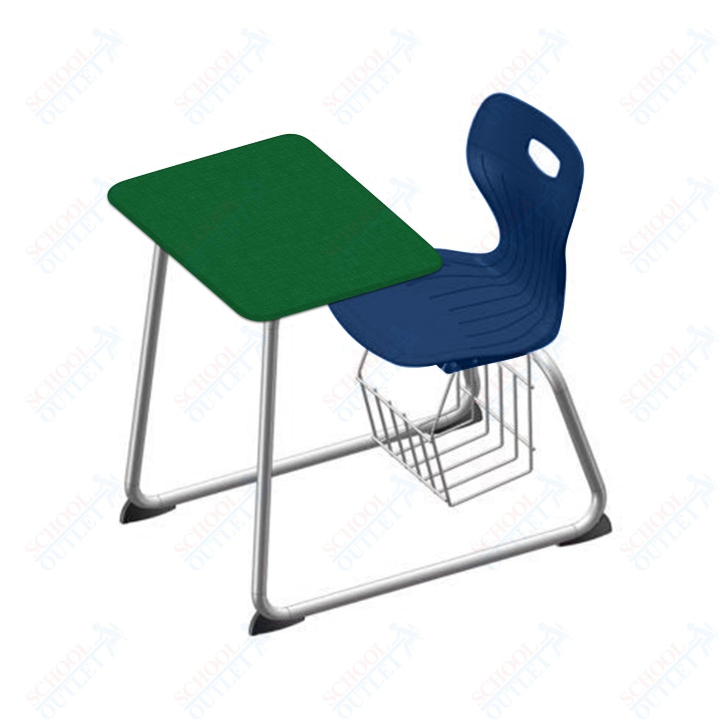 USA Capitol Euroflex 16" Seat Height Sled Combo Desks with Book Basket and HPL Top (USC-3016HPCL)