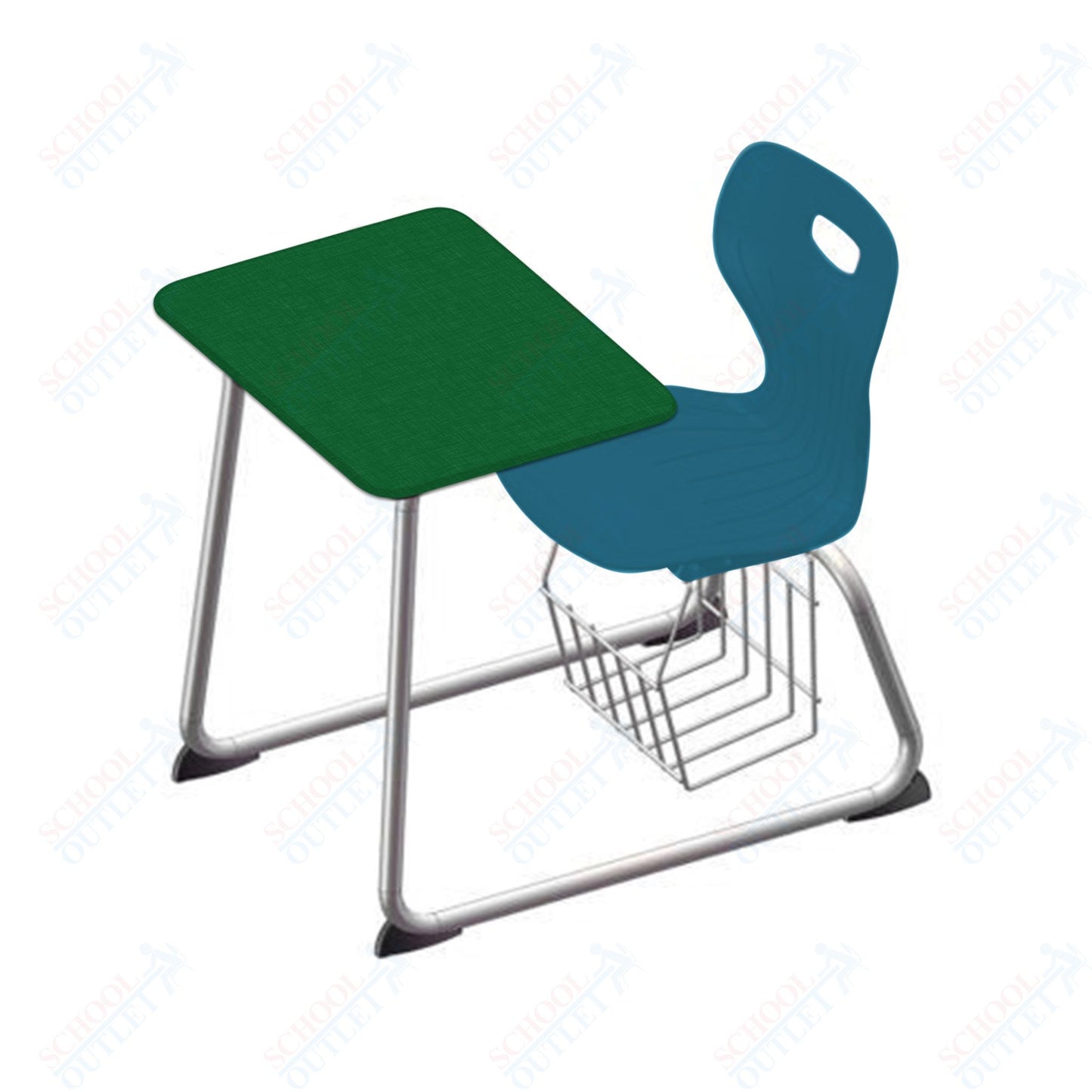 USA Capitol Euroflex 16" Seat Height Sled Combo Desks with Book Basket and HPL Top (USC-3016HPCL)