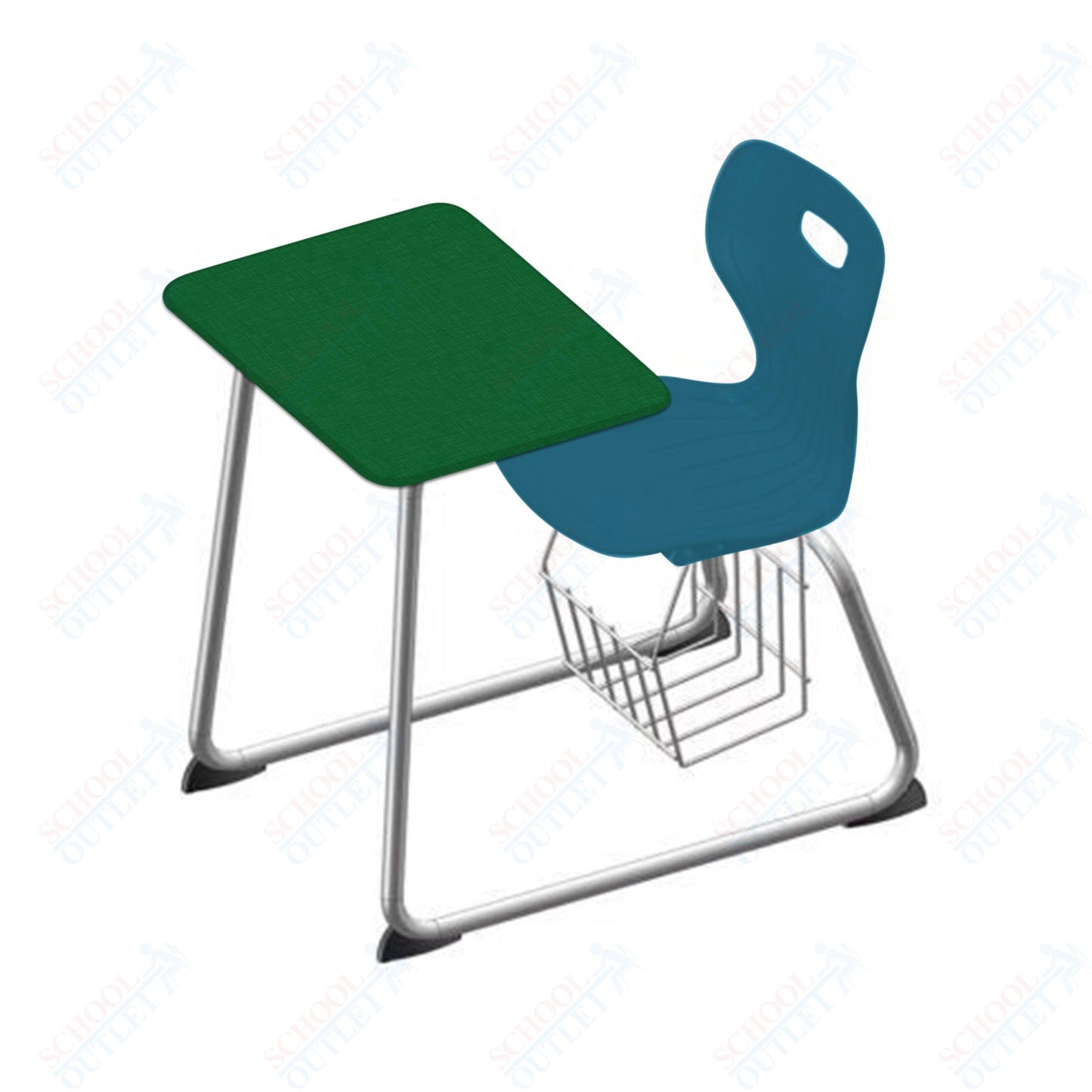 USA Capitol Euroflex 16" Seat Height Sled Combo Desks with Book Basket and HPL Top (USC-3016HPCL)