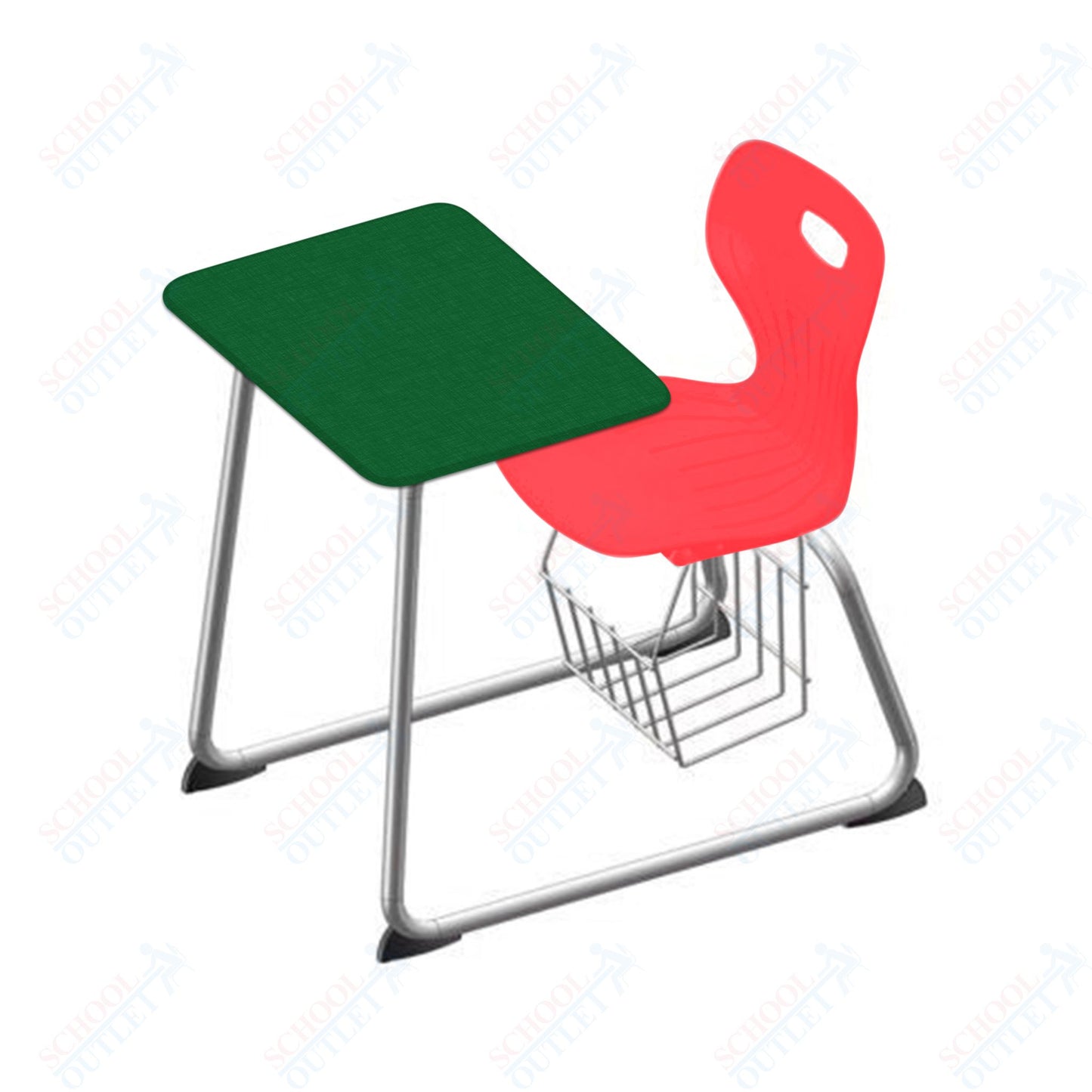 USA Capitol Euroflex 16" Seat Height Sled Combo Desks with Book Basket and HPL Top (USC-3016HPCL)