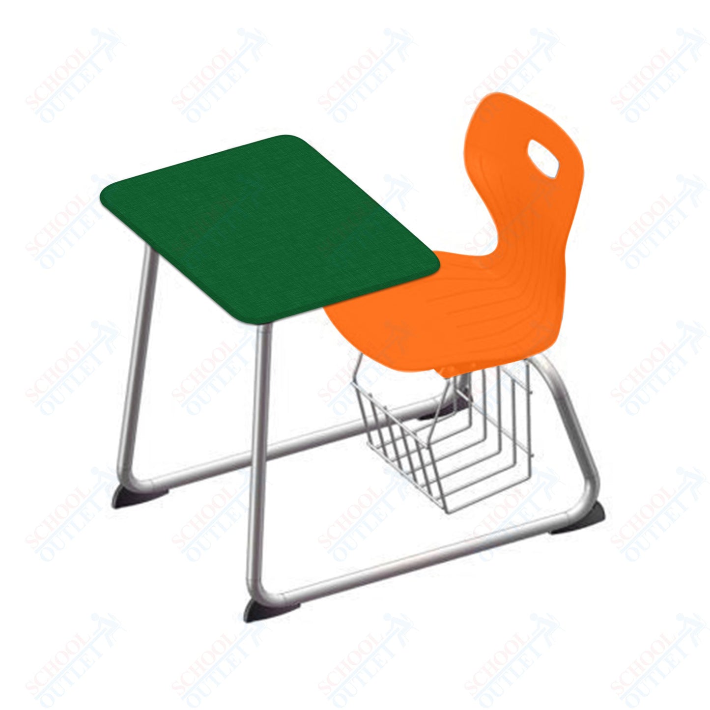 USA Capitol Euroflex 16" Seat Height Sled Combo Desks with Book Basket and HPL Top (USC-3016HPCL)