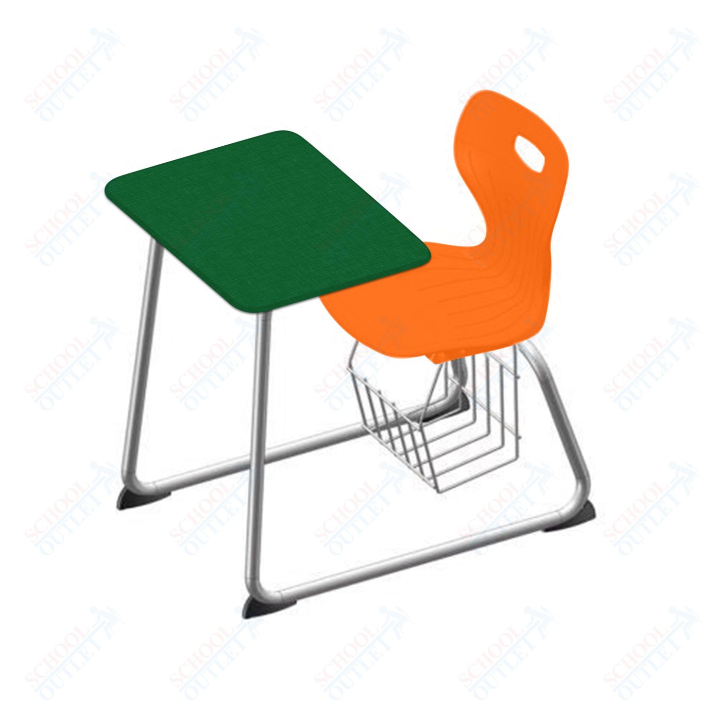 USA Capitol Euroflex 16" Seat Height Sled Combo Desks with Book Basket and HPL Top (USC-3016HPCL)