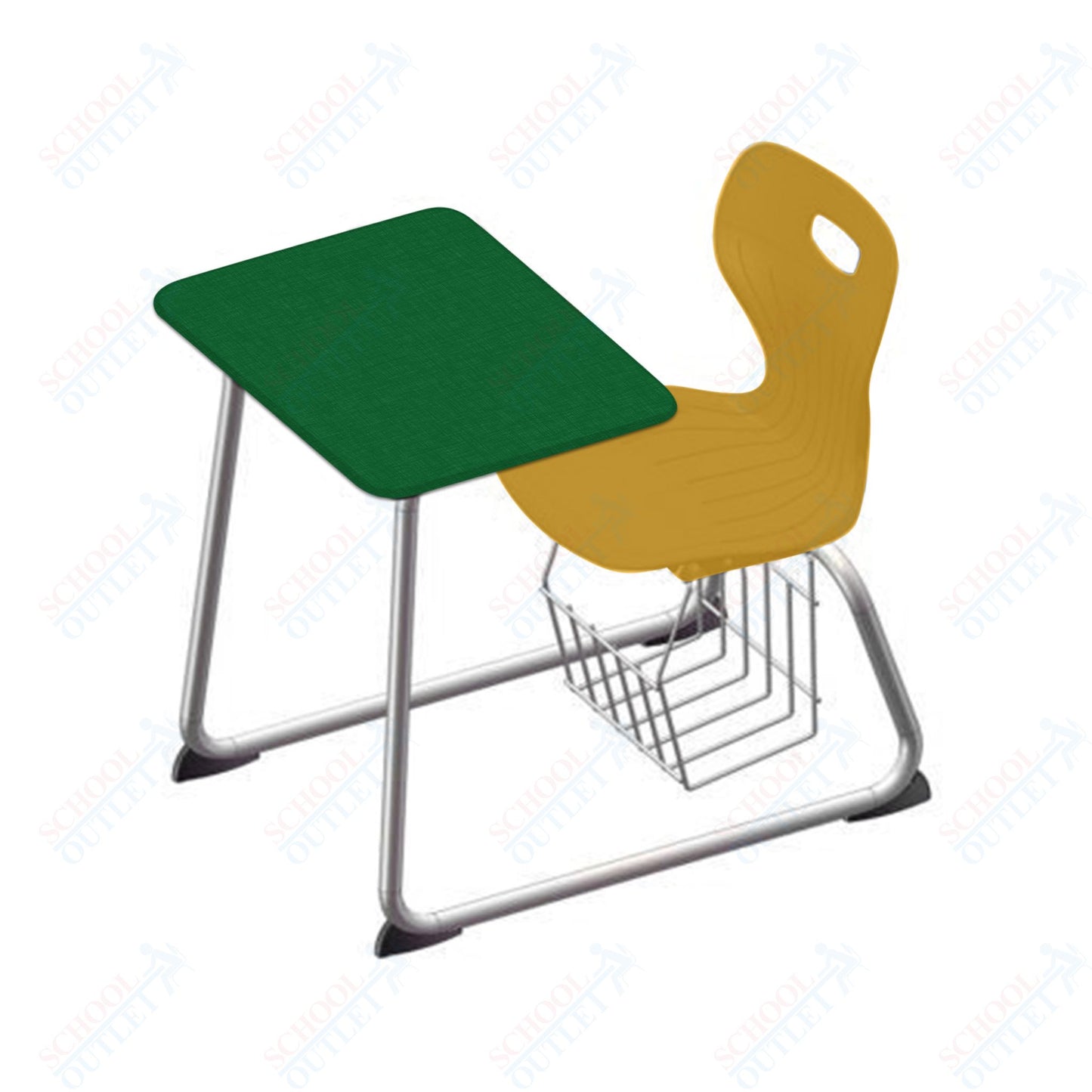 USA Capitol Euroflex 16" Seat Height Sled Combo Desks with Book Basket and HPL Top (USC-3016HPCL)