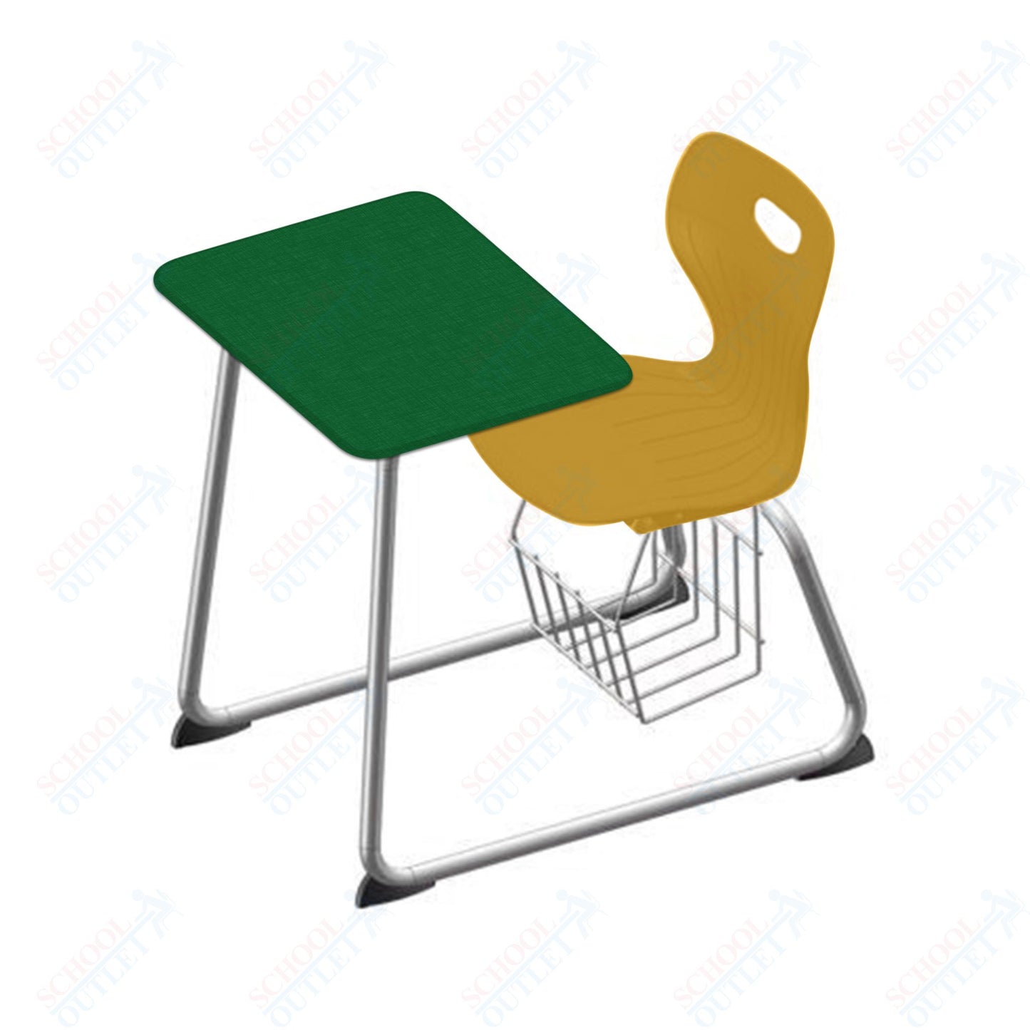 USA Capitol Euroflex 16" Seat Height Sled Combo Desks with Book Basket and HPL Top (USC-3016HPCL)