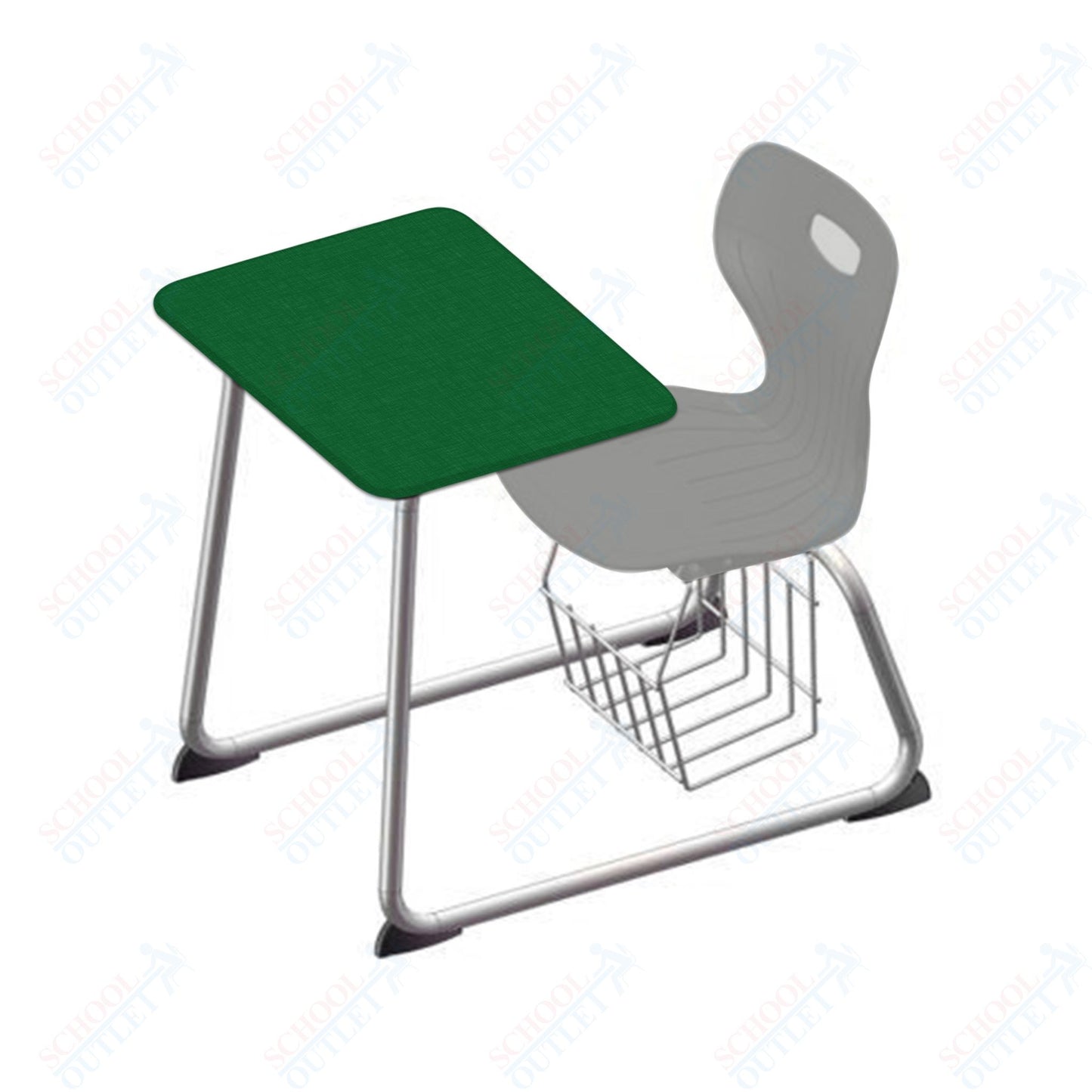 USA Capitol Euroflex 16" Seat Height Sled Combo Desks with Book Basket and HPL Top (USC-3016HPCL)