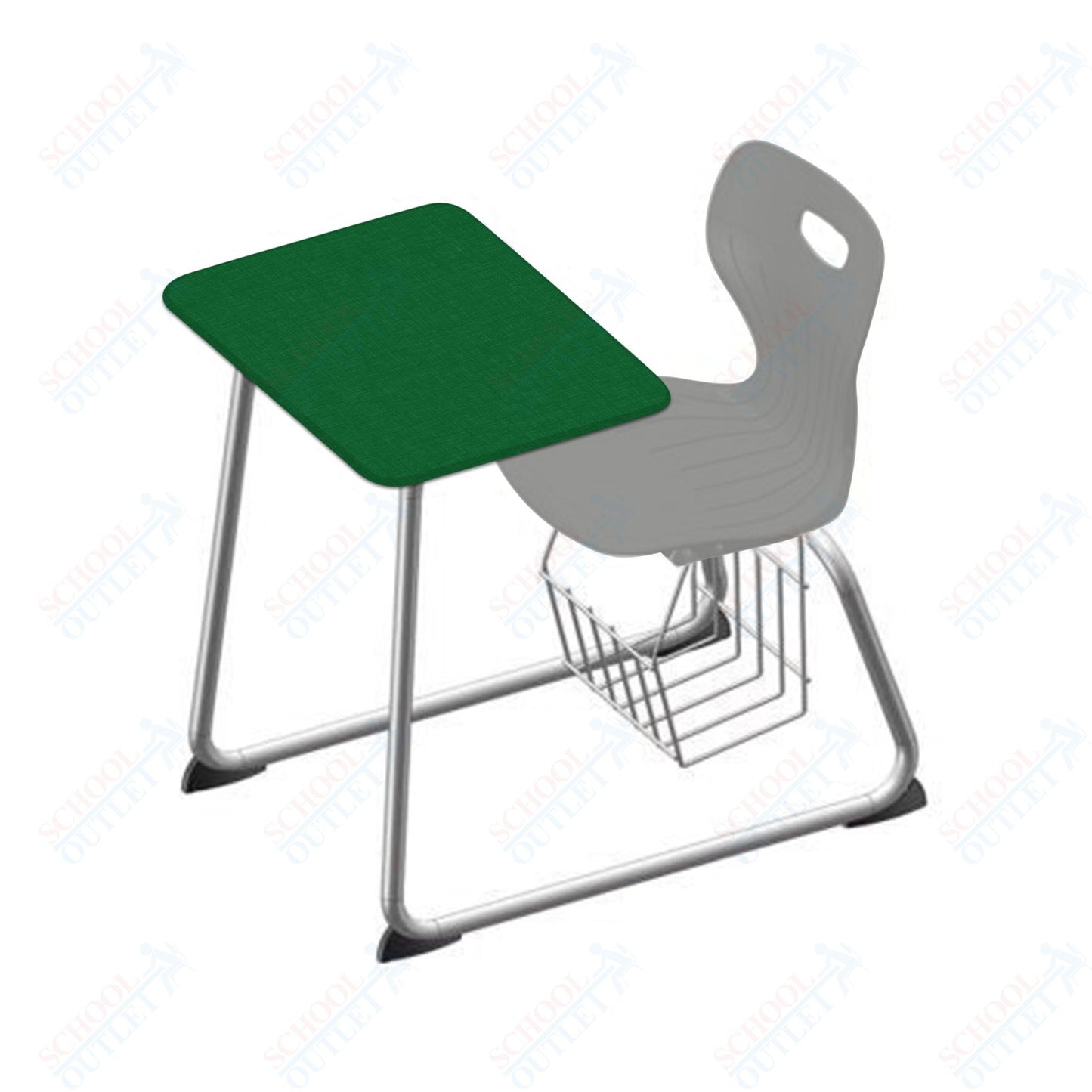 USA Capitol Euroflex 16" Seat Height Sled Combo Desks with Book Basket and HPL Top (USC-3016HPCL)