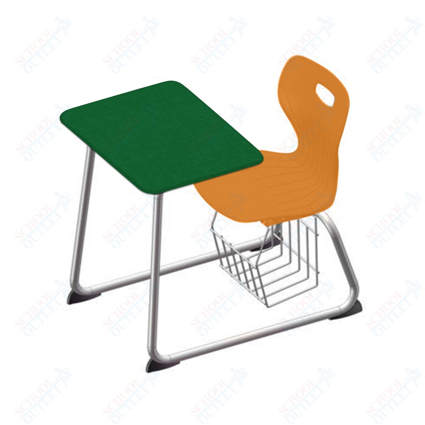 USA Capitol Euroflex 16" Seat Height Sled Combo Desks with Book Basket and HPL Top (USC-3016HPCL)