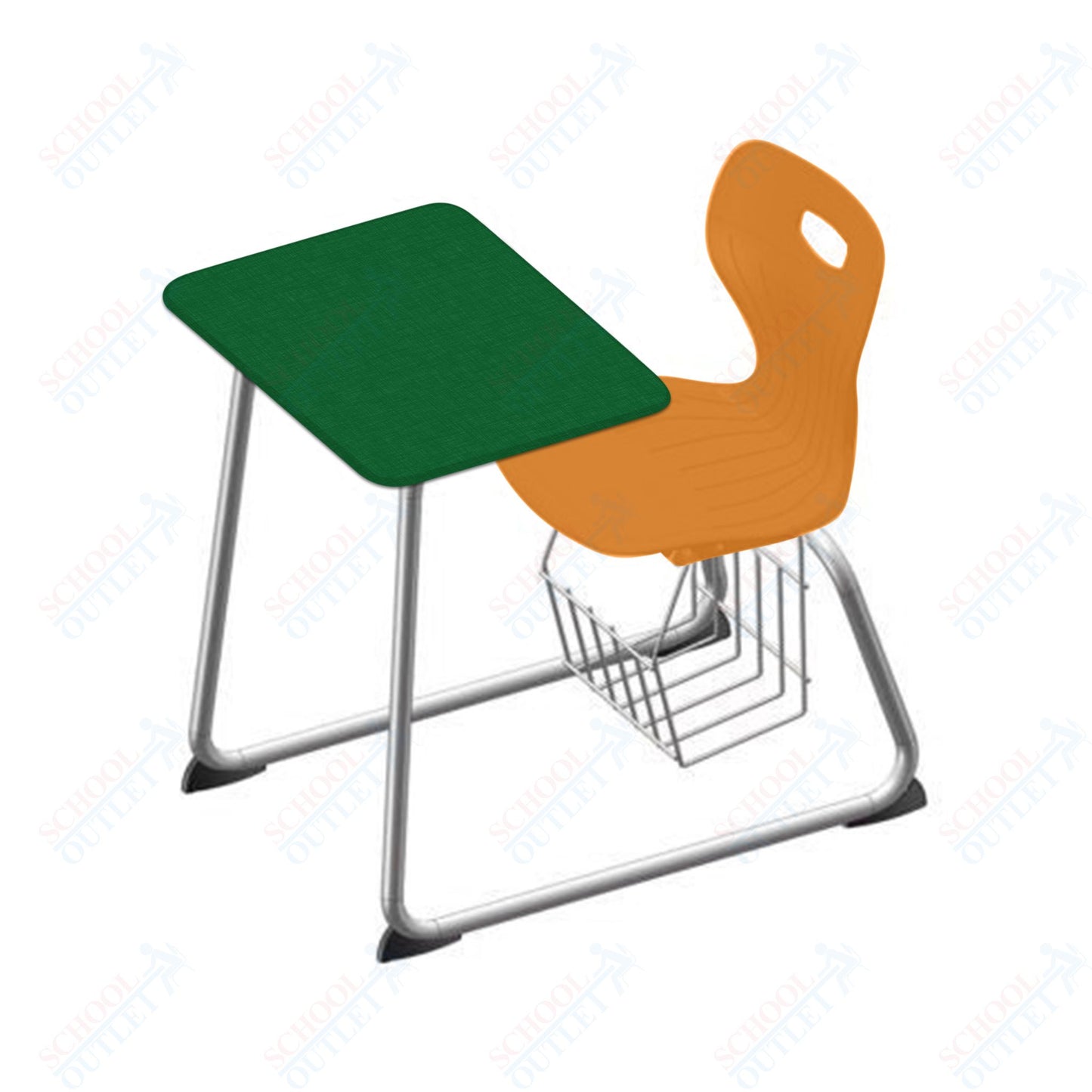 USA Capitol Euroflex 16" Seat Height Sled Combo Desks with Book Basket and HPL Top (USC-3016HPCL)