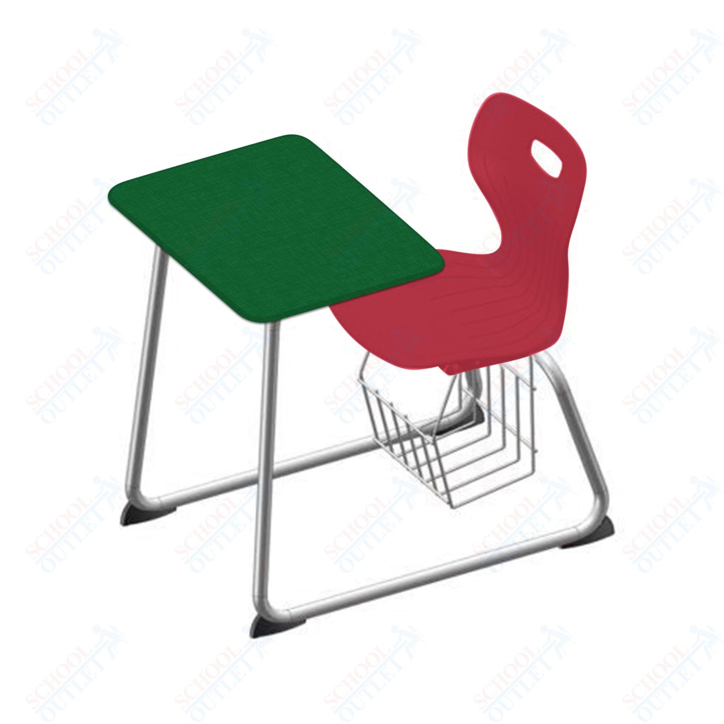 USA Capitol Euroflex 16" Seat Height Sled Combo Desks with Book Basket and HPL Top (USC-3016HPCL)